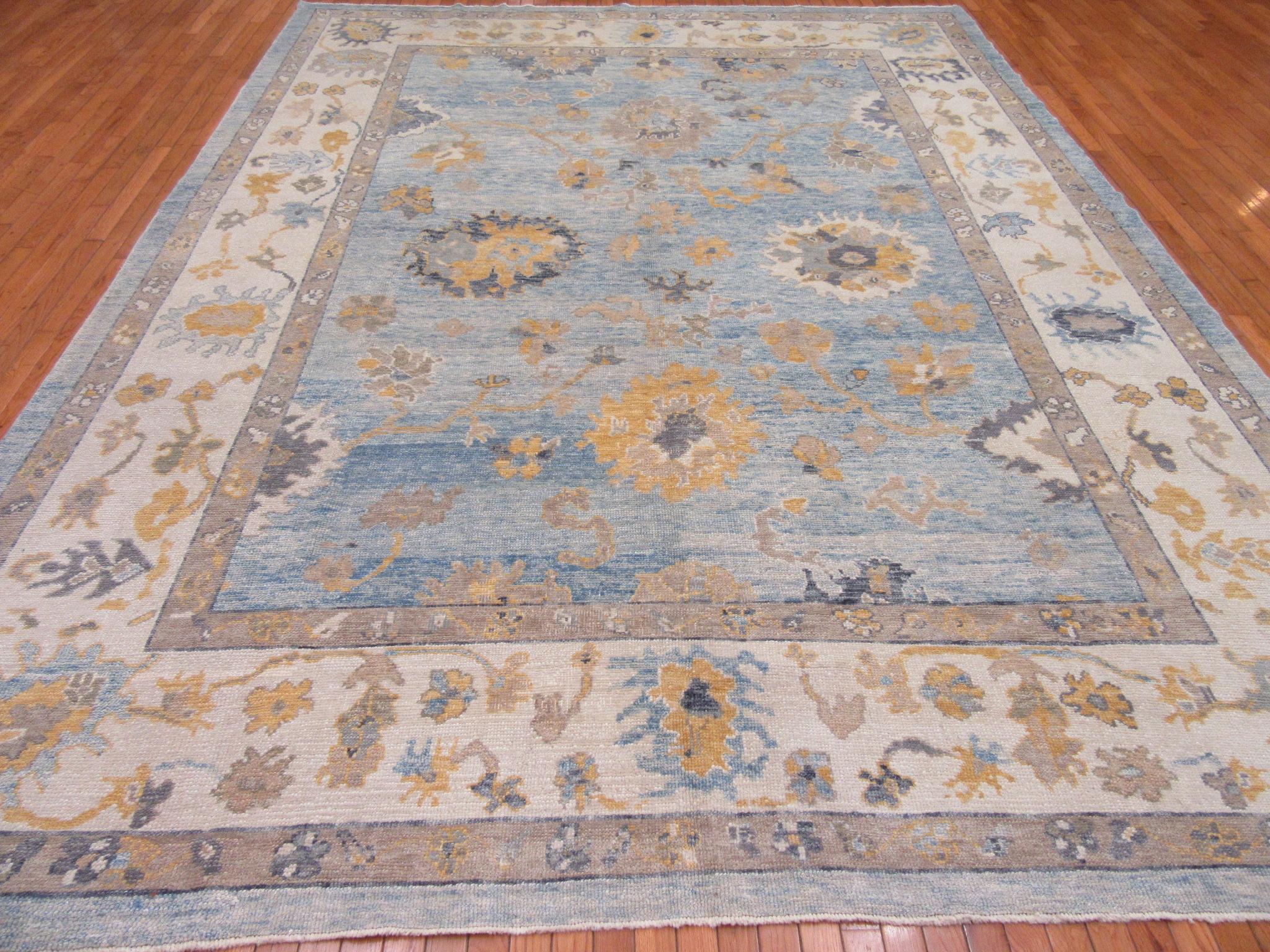 Room Size New Hand Knotted Turkish Oushak Rug 3