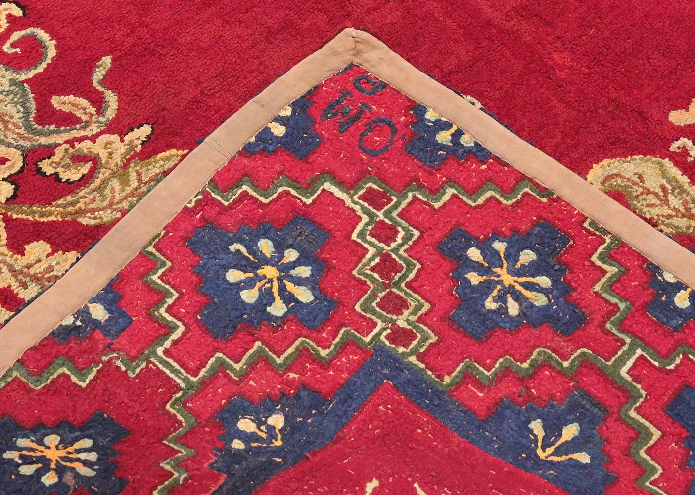 20th Century Room Size Red Antique American Hooked Rug. Size: 9 ft x 12 ft 3 in