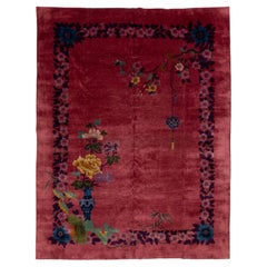 Room Size Red Art Deco Chinese Designed Wool Rug From the 1920s