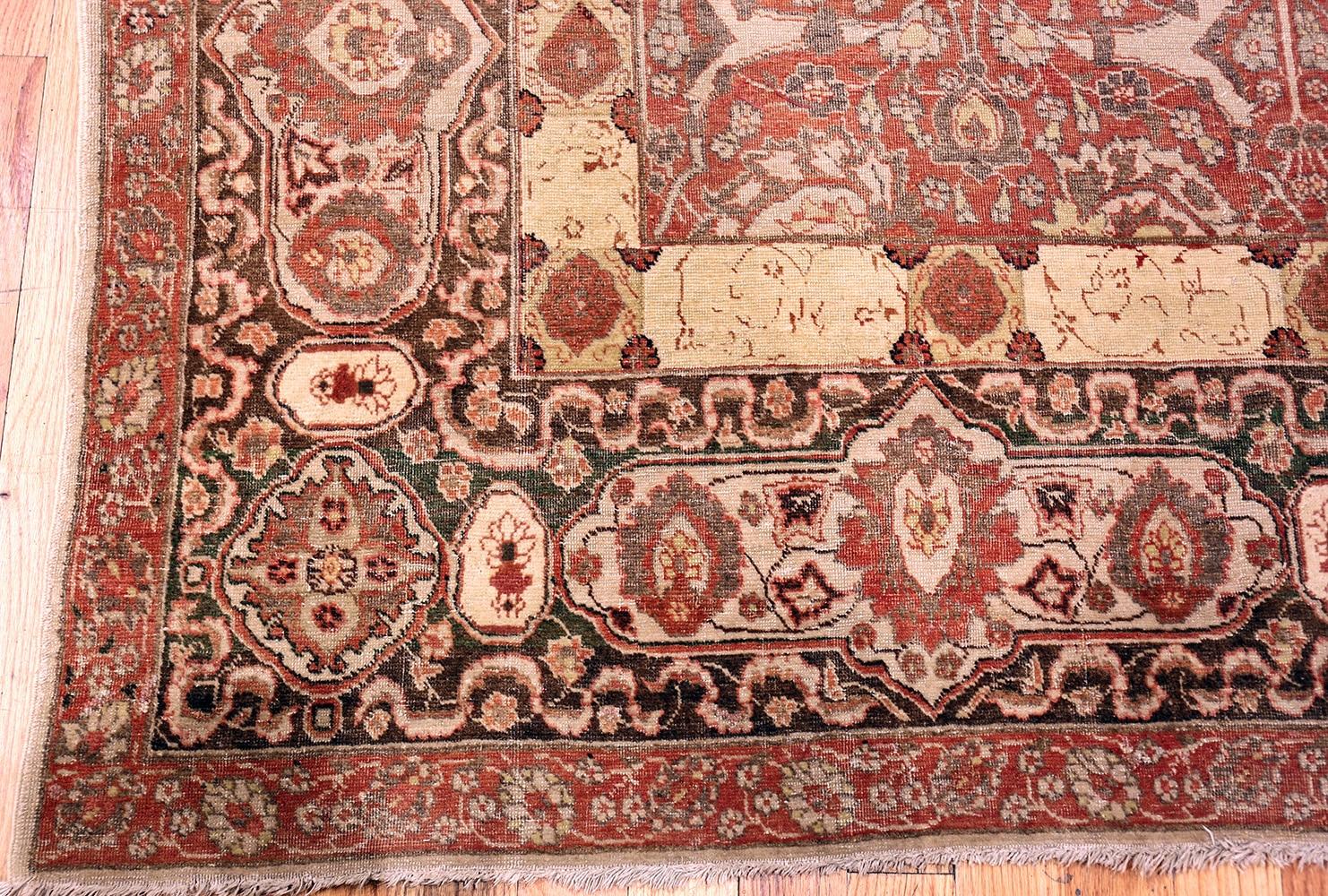 A beautiful and finely woven large room size rust color antique Persian Tabriz rug, country of origin / rug type: Persia, circa date: circa 1900. Size: 10 ft 6 in x 14 ft 4 in (3.2 m x 4.37 m). 

