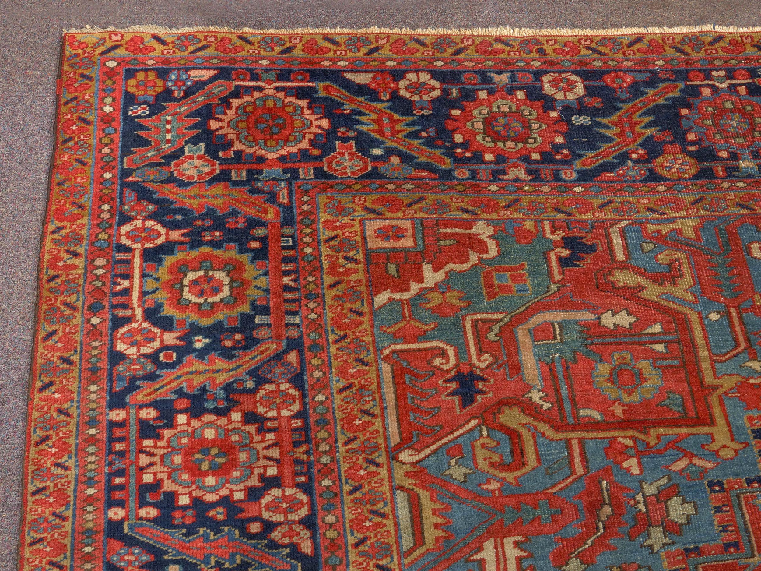 Room-Size Semi-Antique Heriz Rug Carpet, circa 1930 3