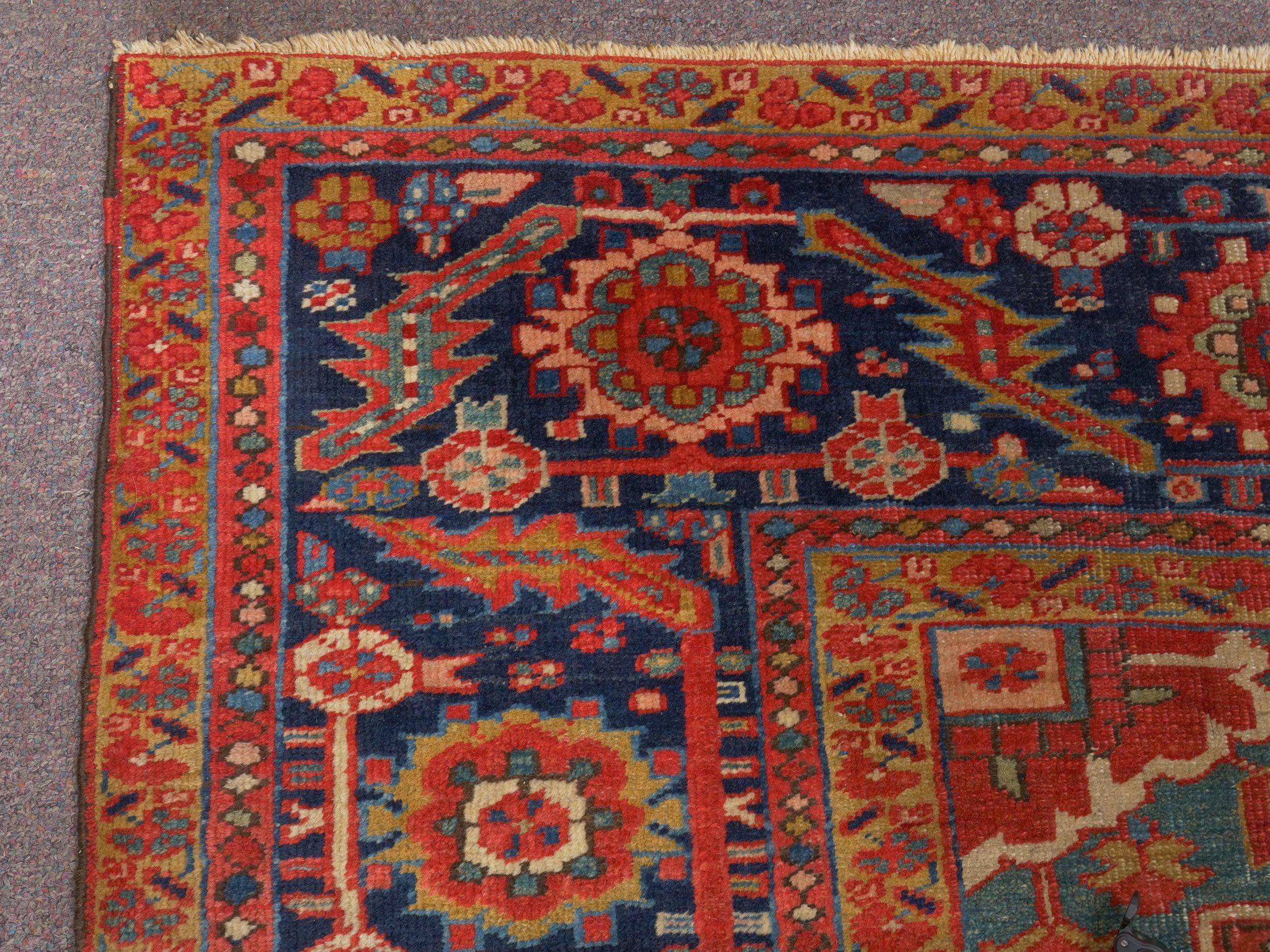 Room-Size Semi-Antique Heriz Rug Carpet, circa 1930 6