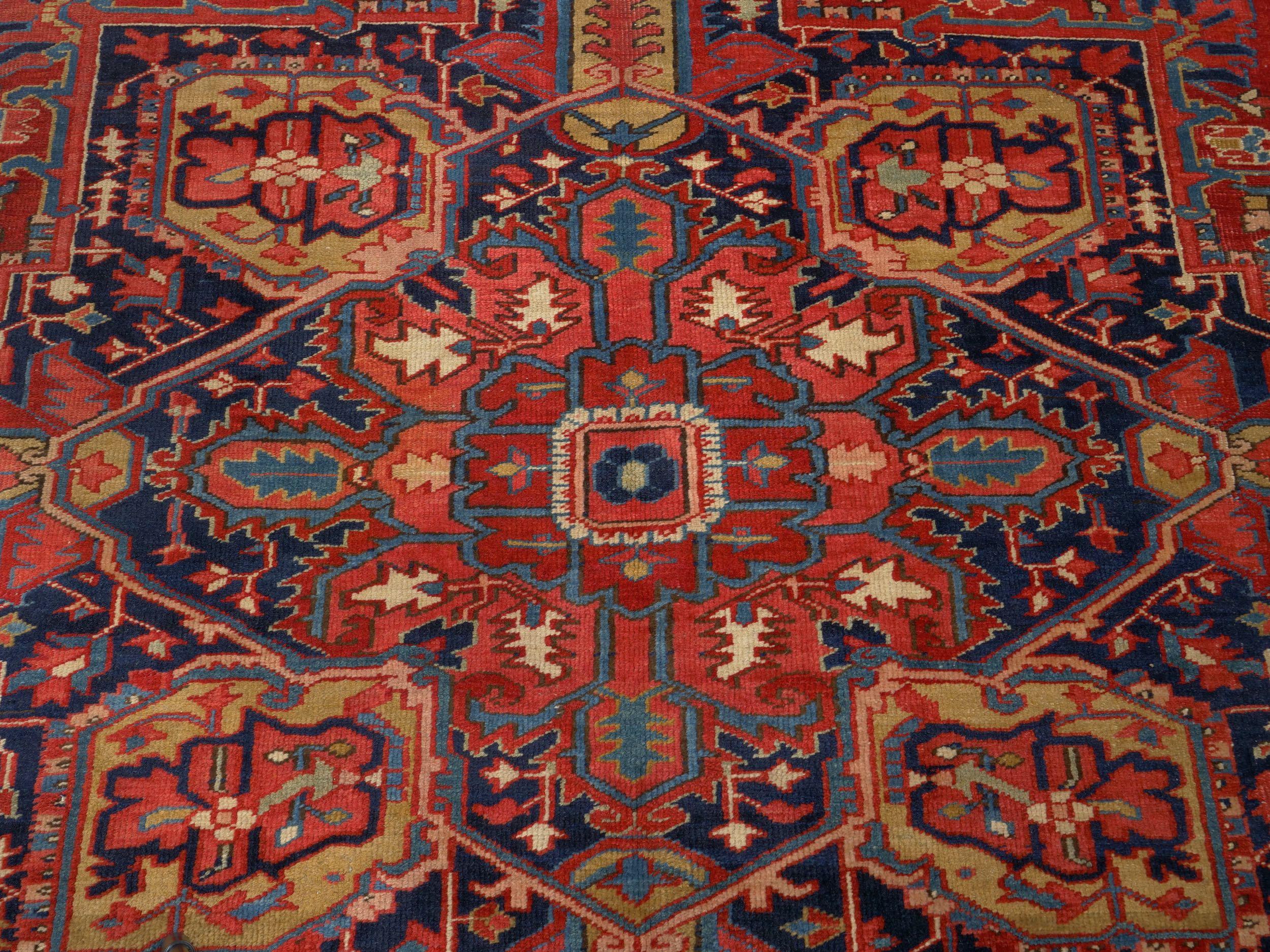 Room-Size Semi-Antique Heriz Rug Carpet, circa 1930 8