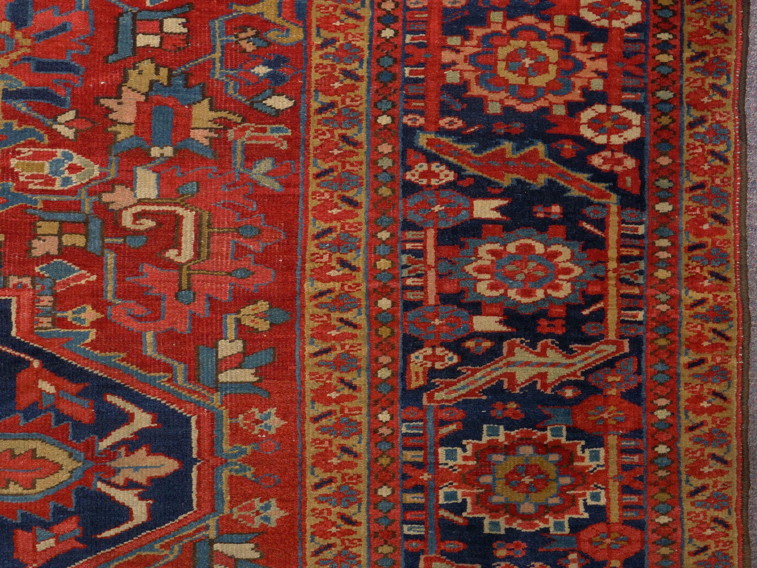 Room-Size Semi-Antique Heriz Rug Carpet, circa 1930 9