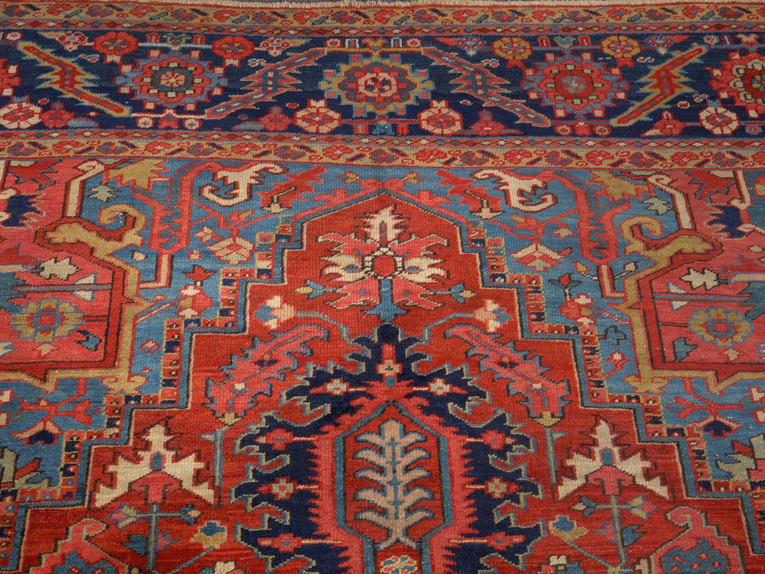 Room-Size Semi-Antique Heriz Rug Carpet, circa 1930 10