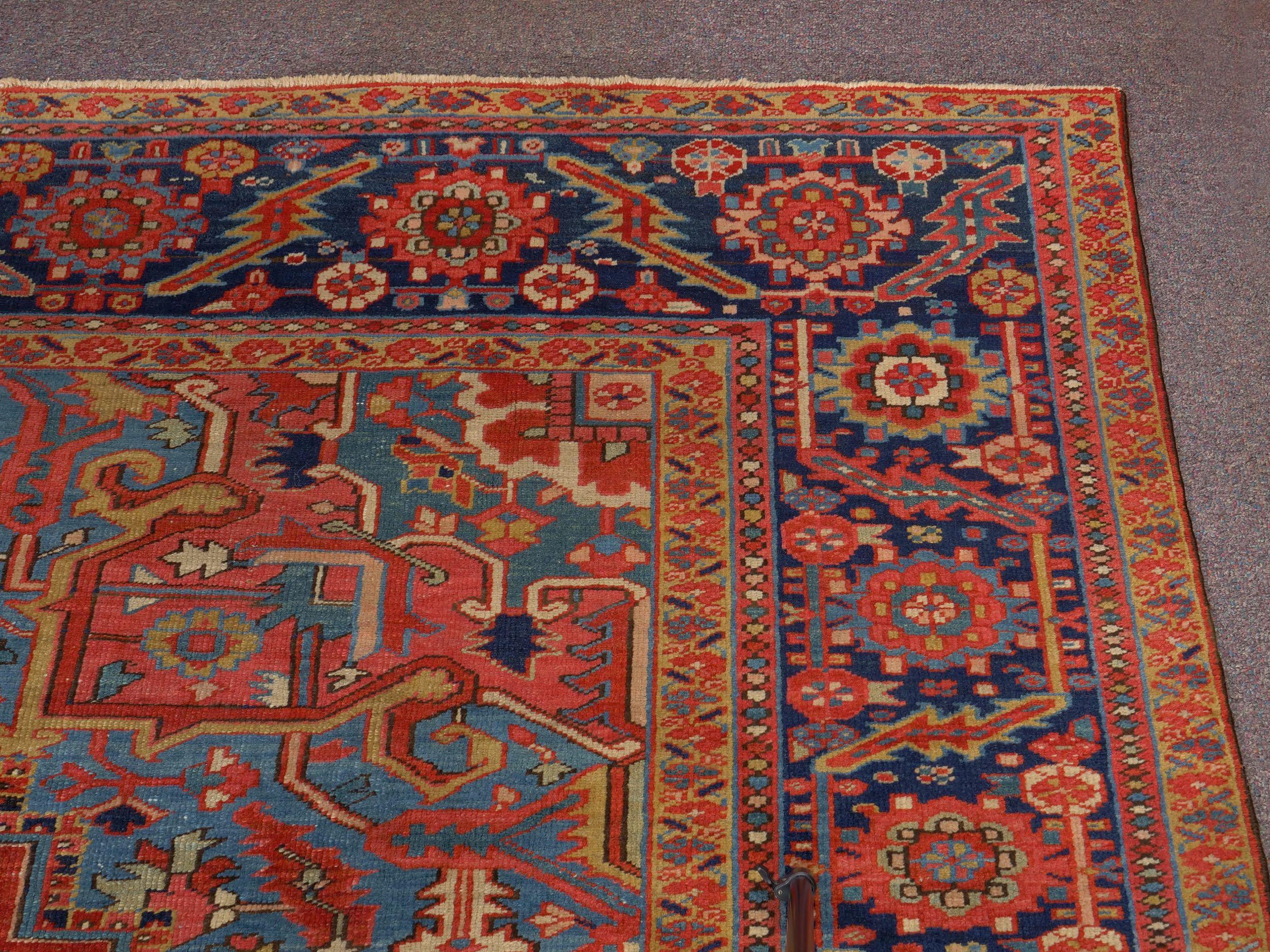 Room size semi-antique Heriz rug
circa 1930
Item # 009IQB18Q 

A well preserved and most striking room sized Heriz rug from the second quarter of the 20th century, these rugs are often called indestructible for their sturdy construction and