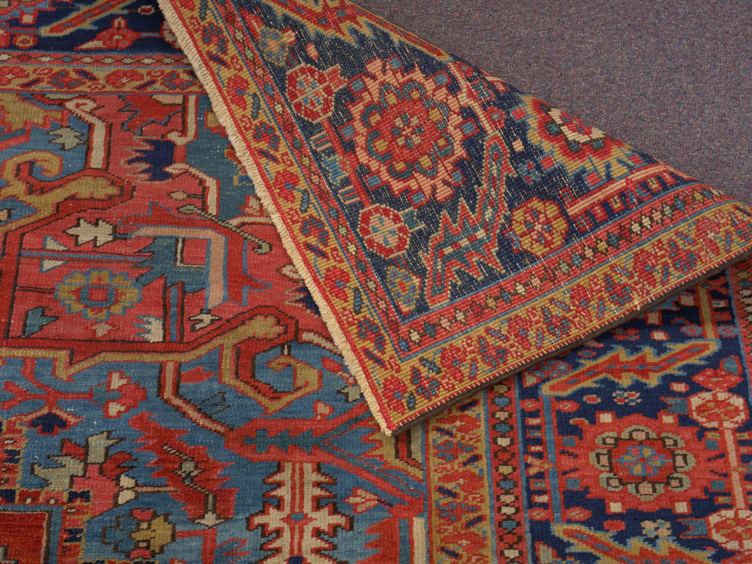 Room-Size Semi-Antique Heriz Rug Carpet, circa 1930 12