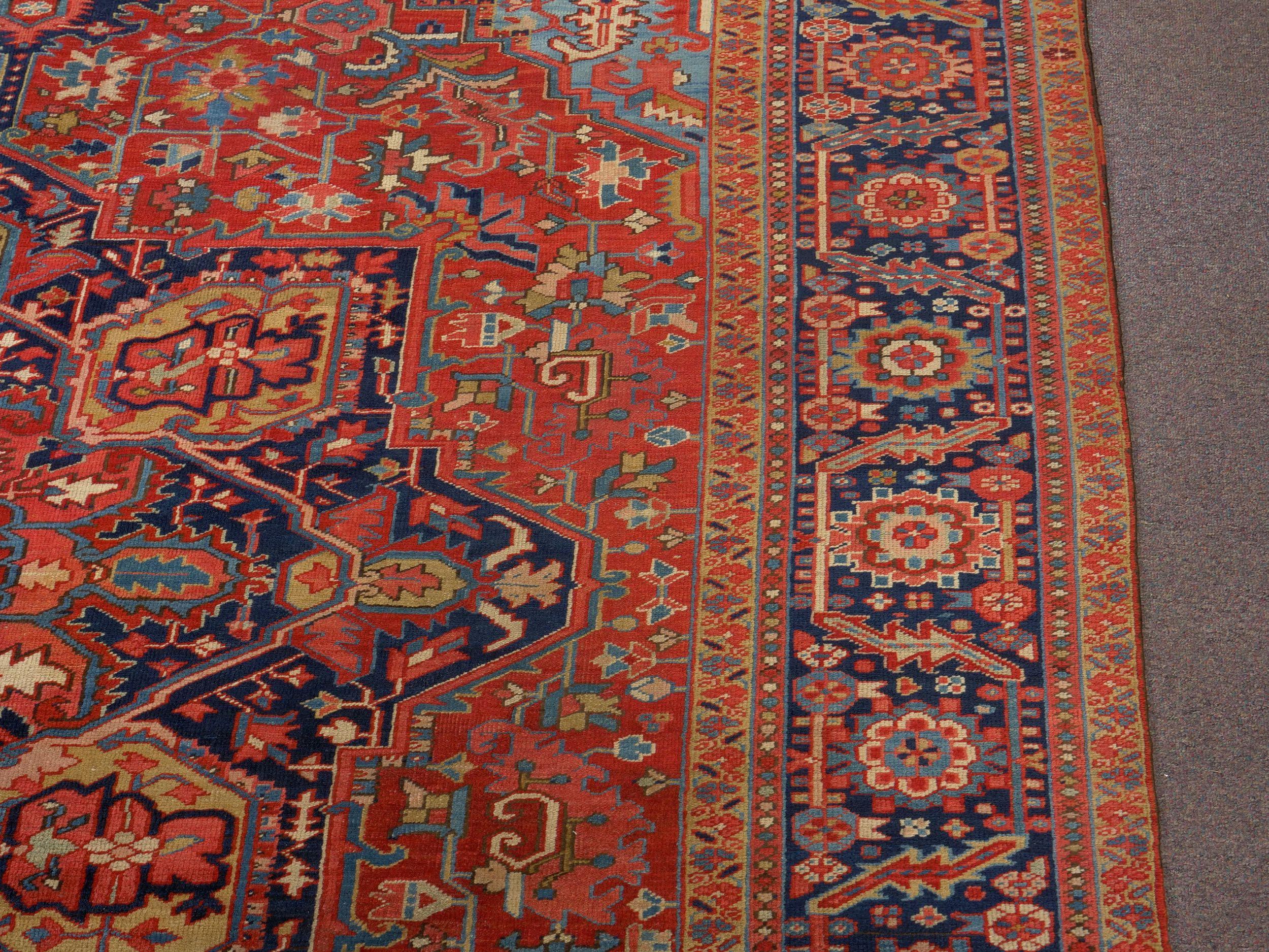 20th Century Room-Size Semi-Antique Heriz Rug Carpet, circa 1930