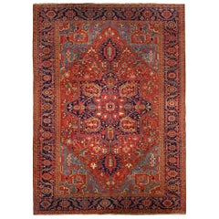 Room-Size Semi-Antique Heriz Rug Carpet, circa 1930