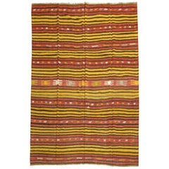 Room Size Striped Turkish Kilim