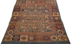 Room Size Vintage Khotan Style Tribal Wool Rug in Blue