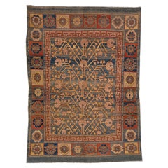Tapis vintage en laine tribal de style Khotan en bleu, taille de pièce