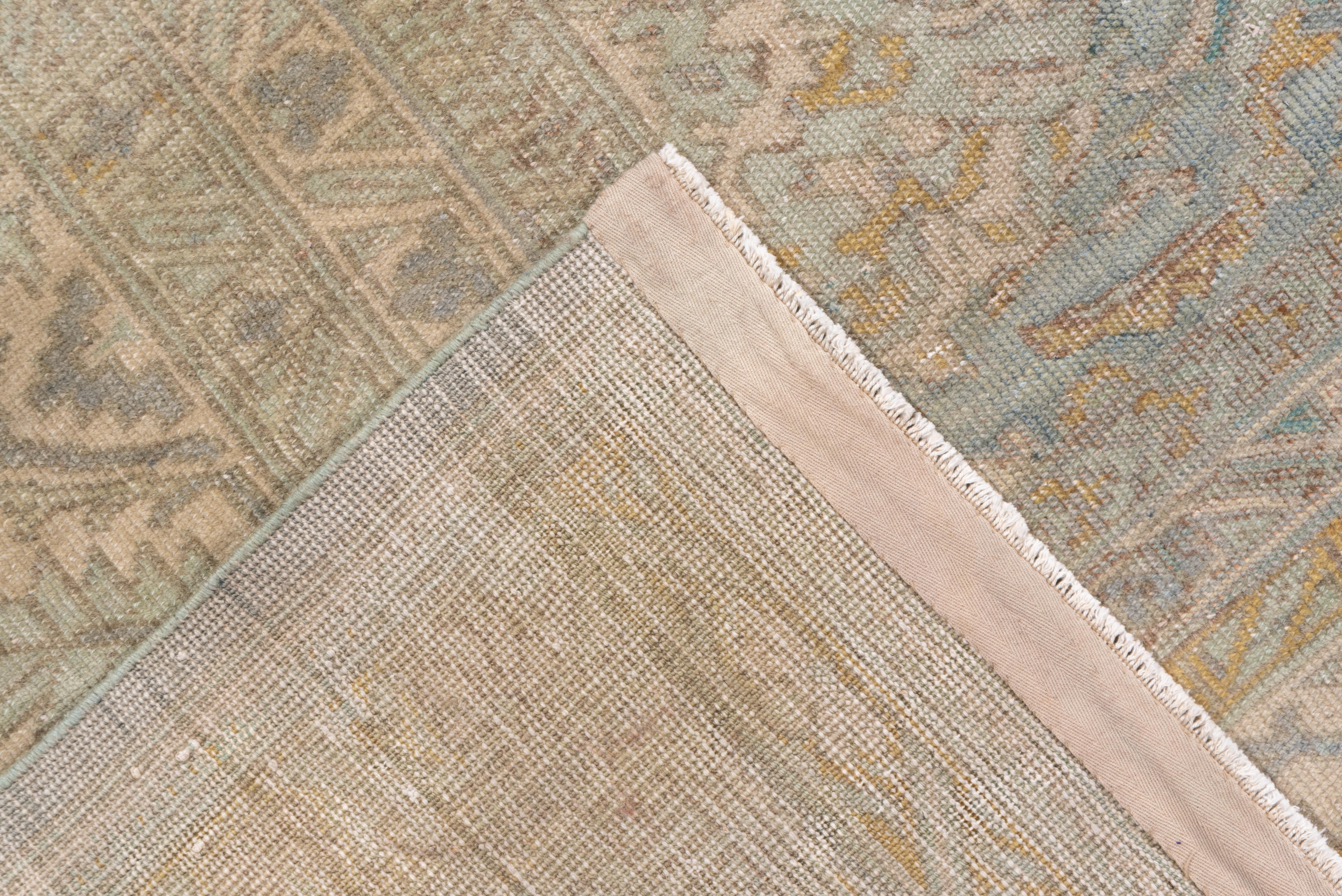 Early 20th Century Room Sized Antique Oushak Rug, Gray & Seafoam Allover Field, Lightly Distressed For Sale