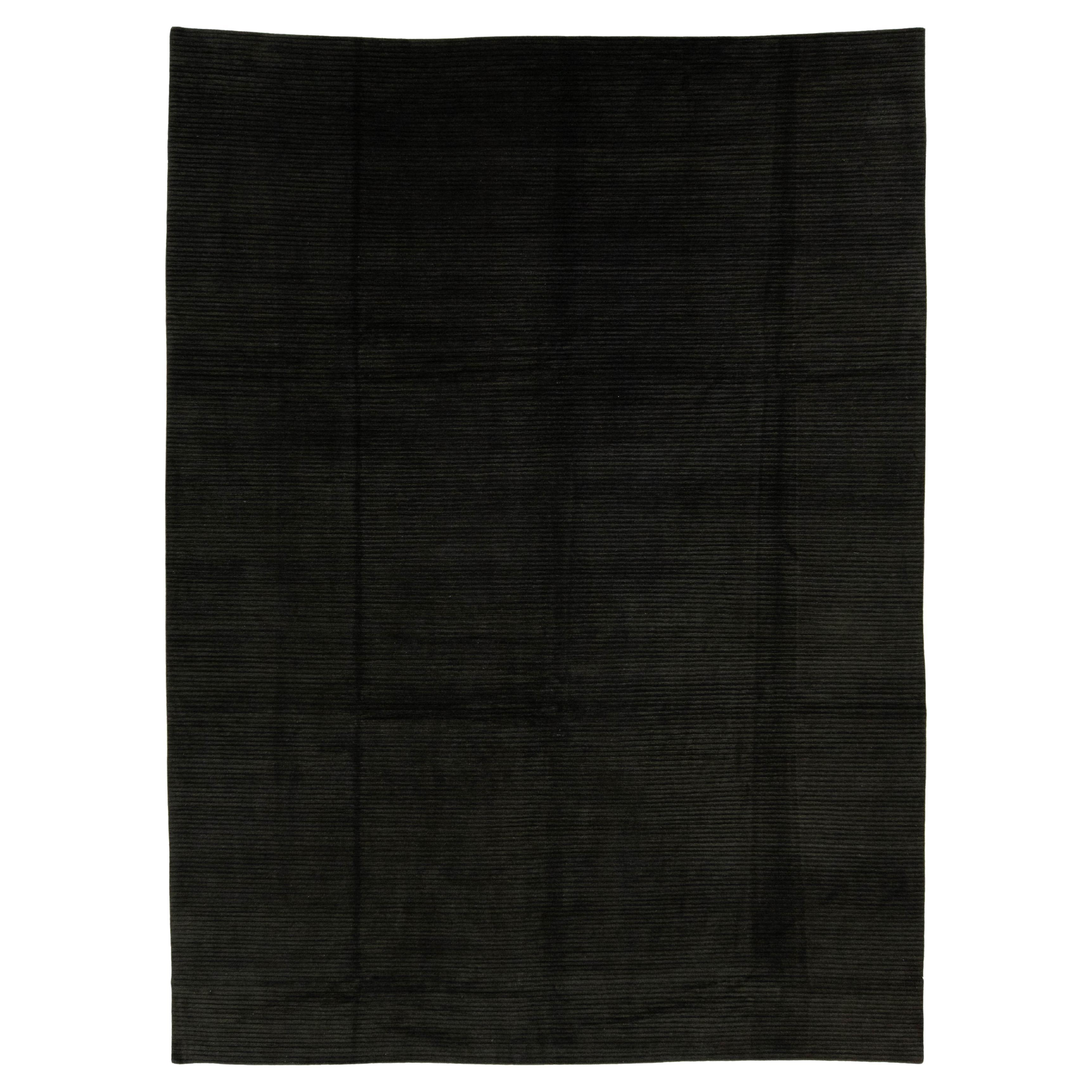Room Sized Contemporary Tibetan Wool & Silk Rug Designed IIn Dark Green Color