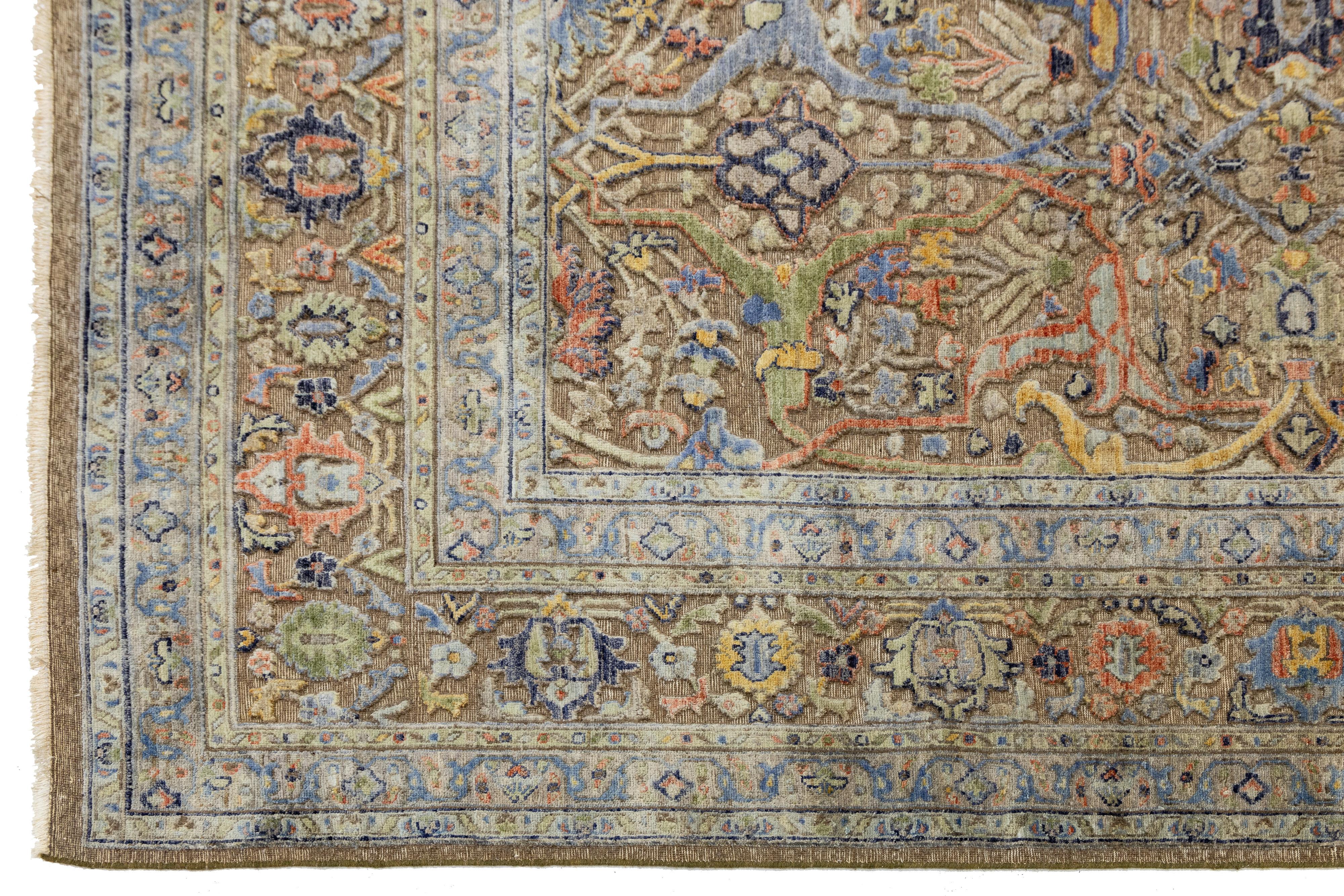 Tapis en laine de style By Design Modern, fait à la main en marron avec motif Allover, de la taille d'une pièce Neuf - En vente à Norwalk, CT
