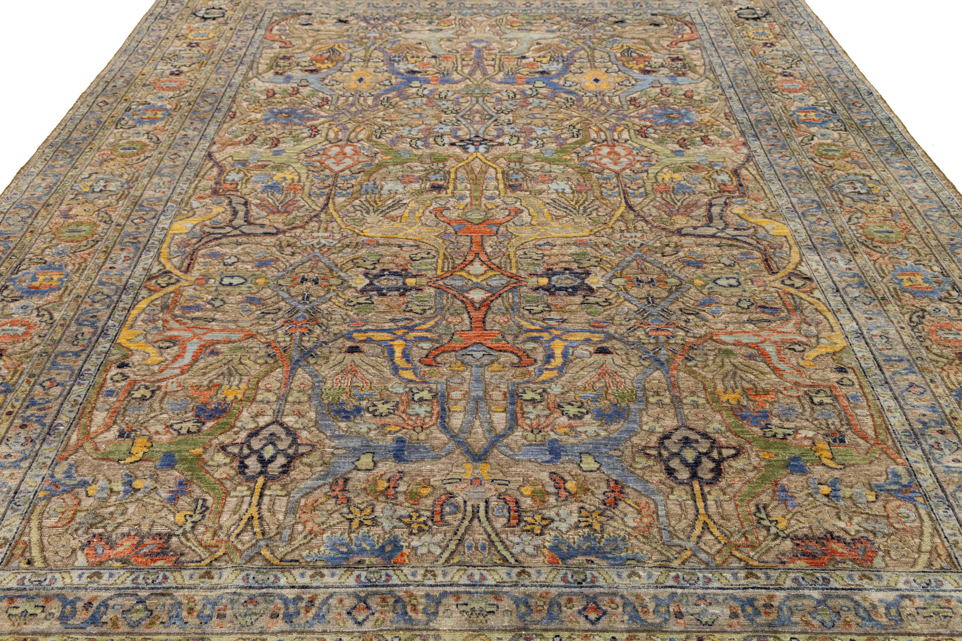 Laine Tapis en laine de style By Design Modern, fait à la main en marron avec motif Allover, de la taille d'une pièce en vente