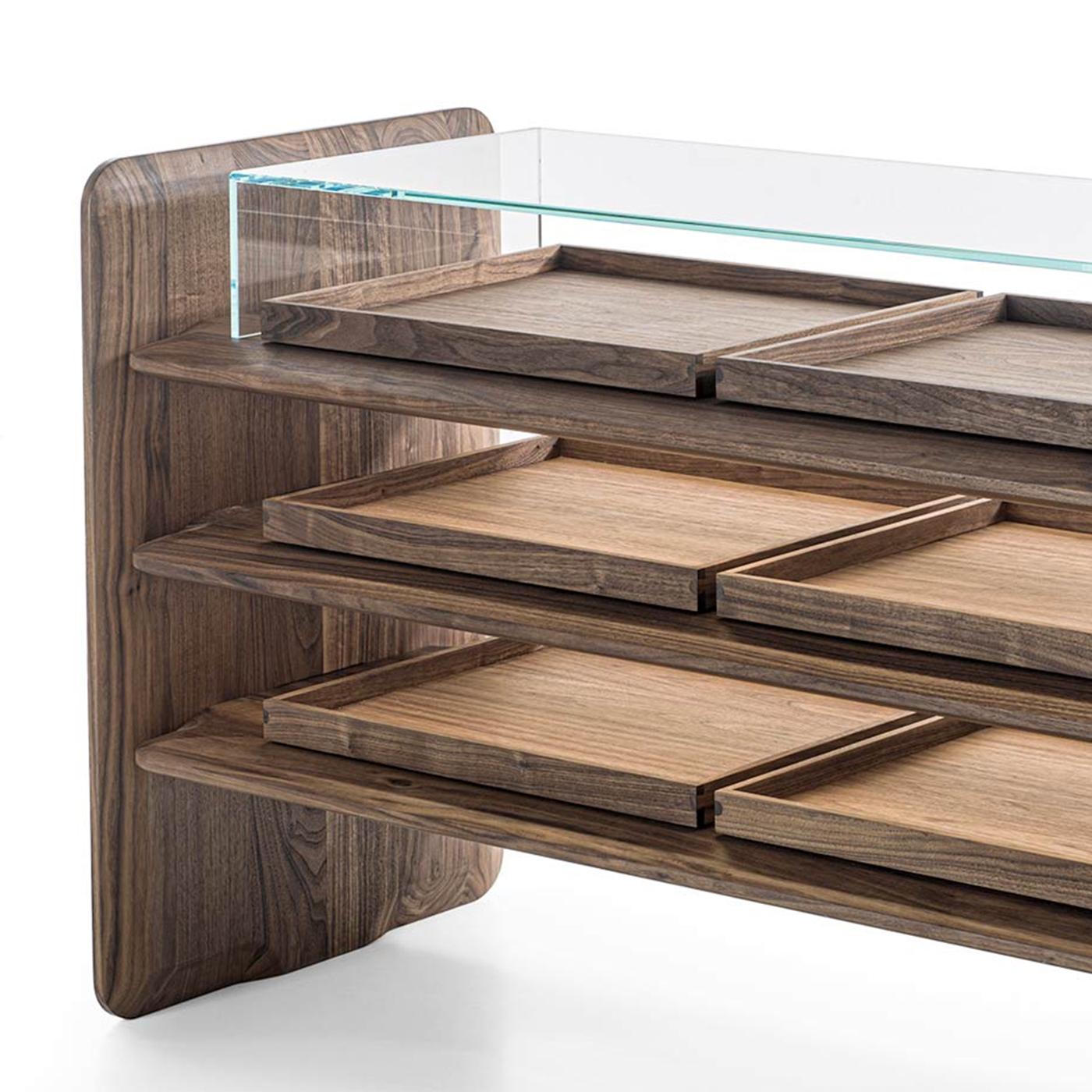 Contemporary Room Walnut Console Table For Sale