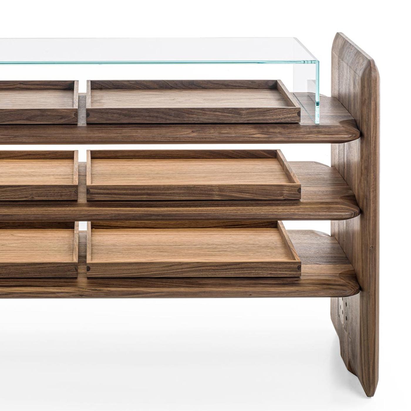 Glass Room Walnut Console Table For Sale