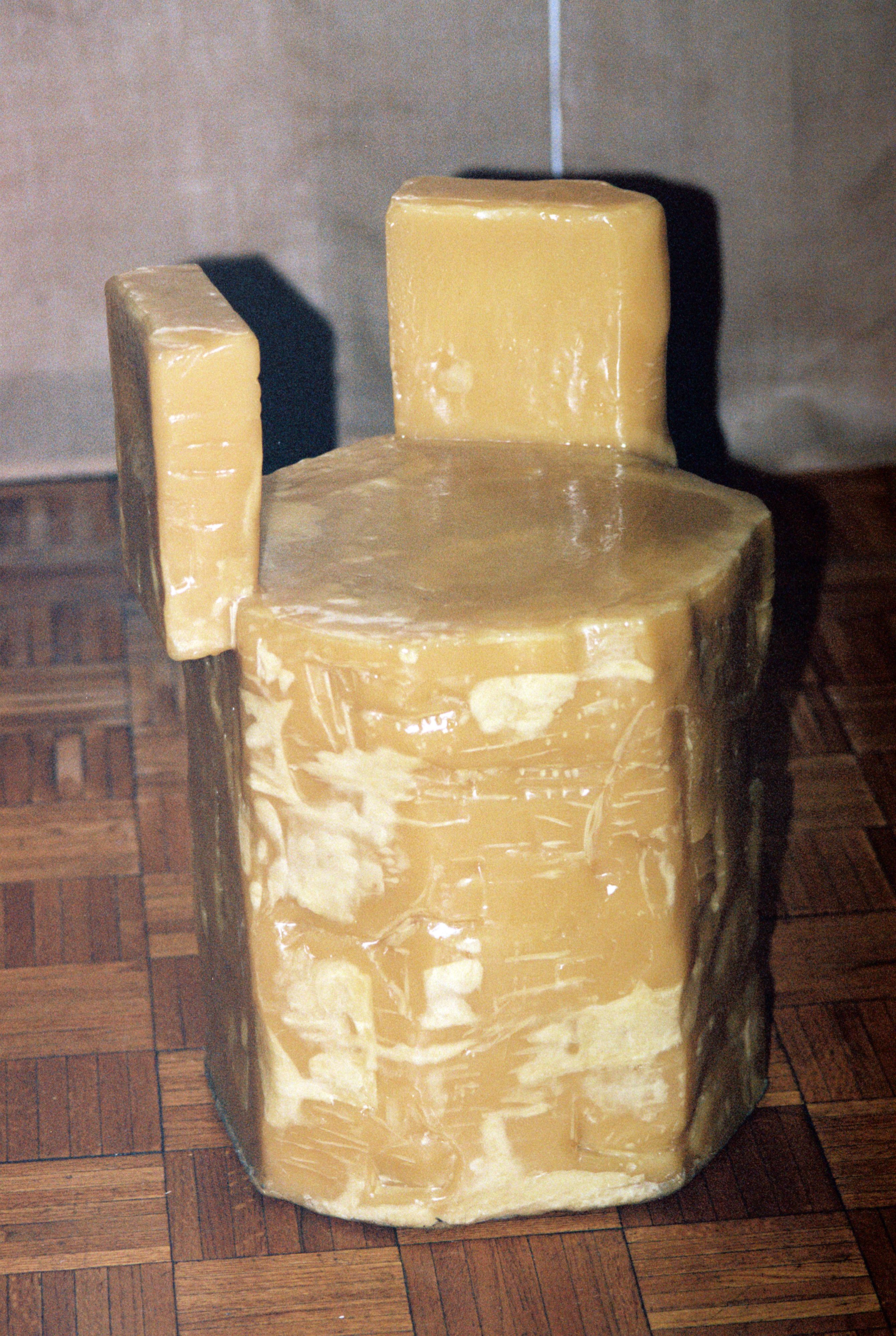 Sculptural Accent Chair, Side Table or Decorative Stool in Hand-Carved Beeswax In New Condition For Sale In New York, NY