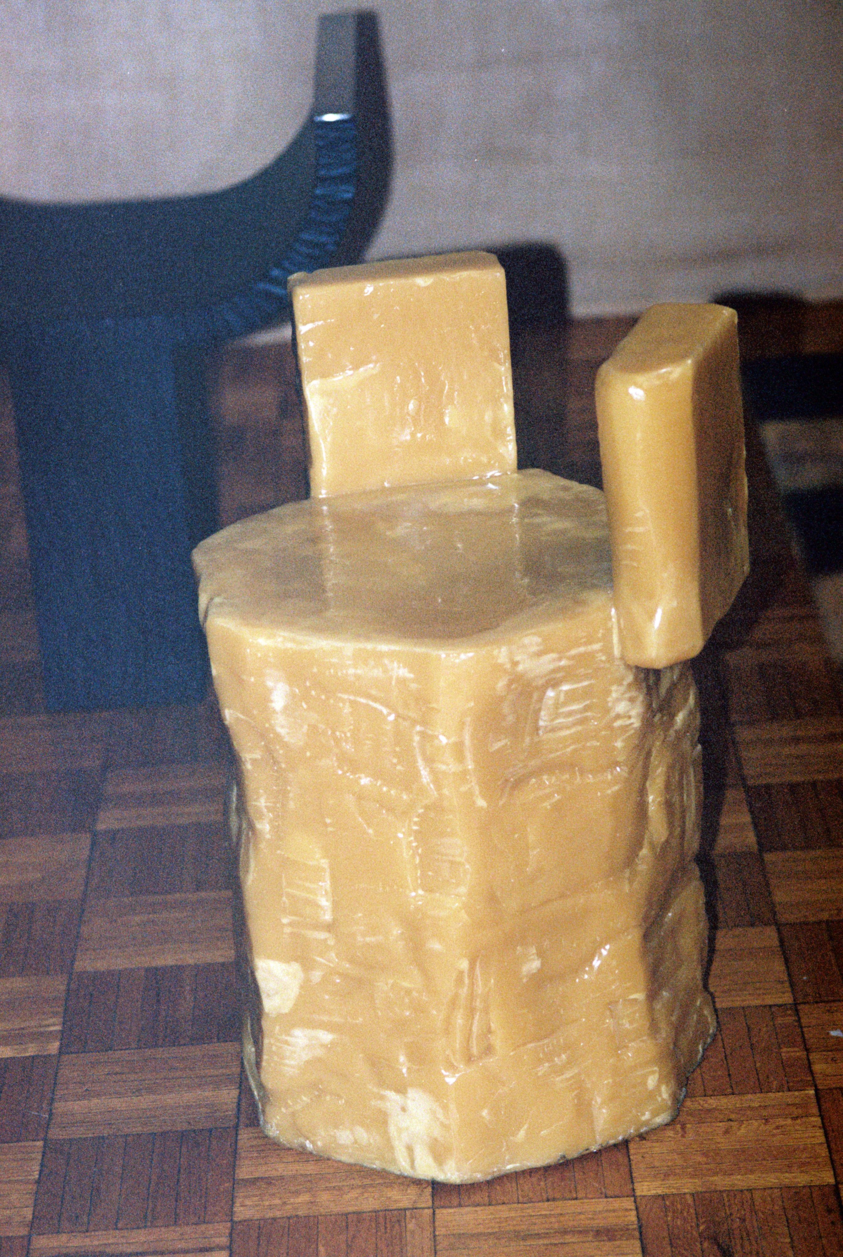 Resin Sculptural Accent Chair, Side Table or Decorative Stool in Hand-Carved Beeswax For Sale