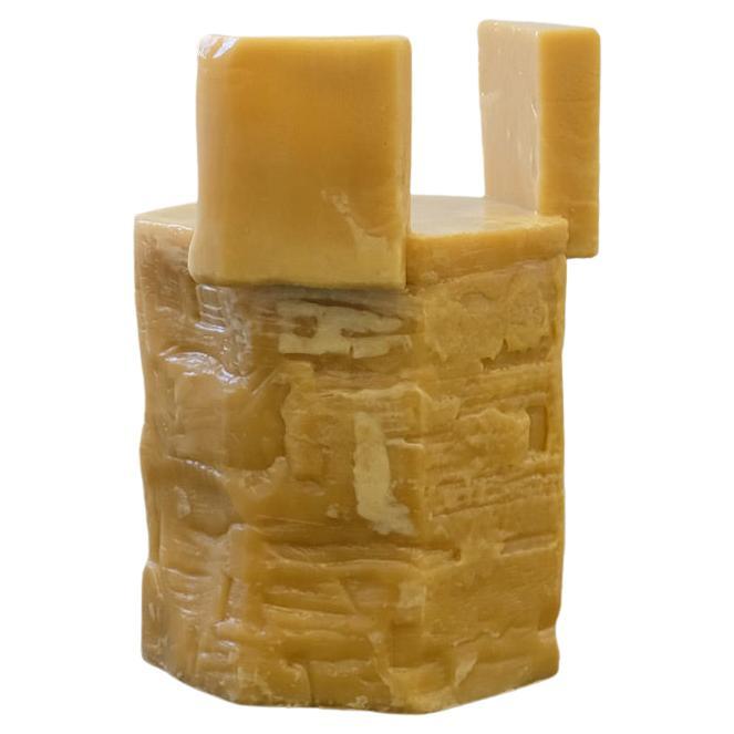 Sculptural Accent Chair, Side Table or Decorative Stool in Hand-Carved Beeswax For Sale