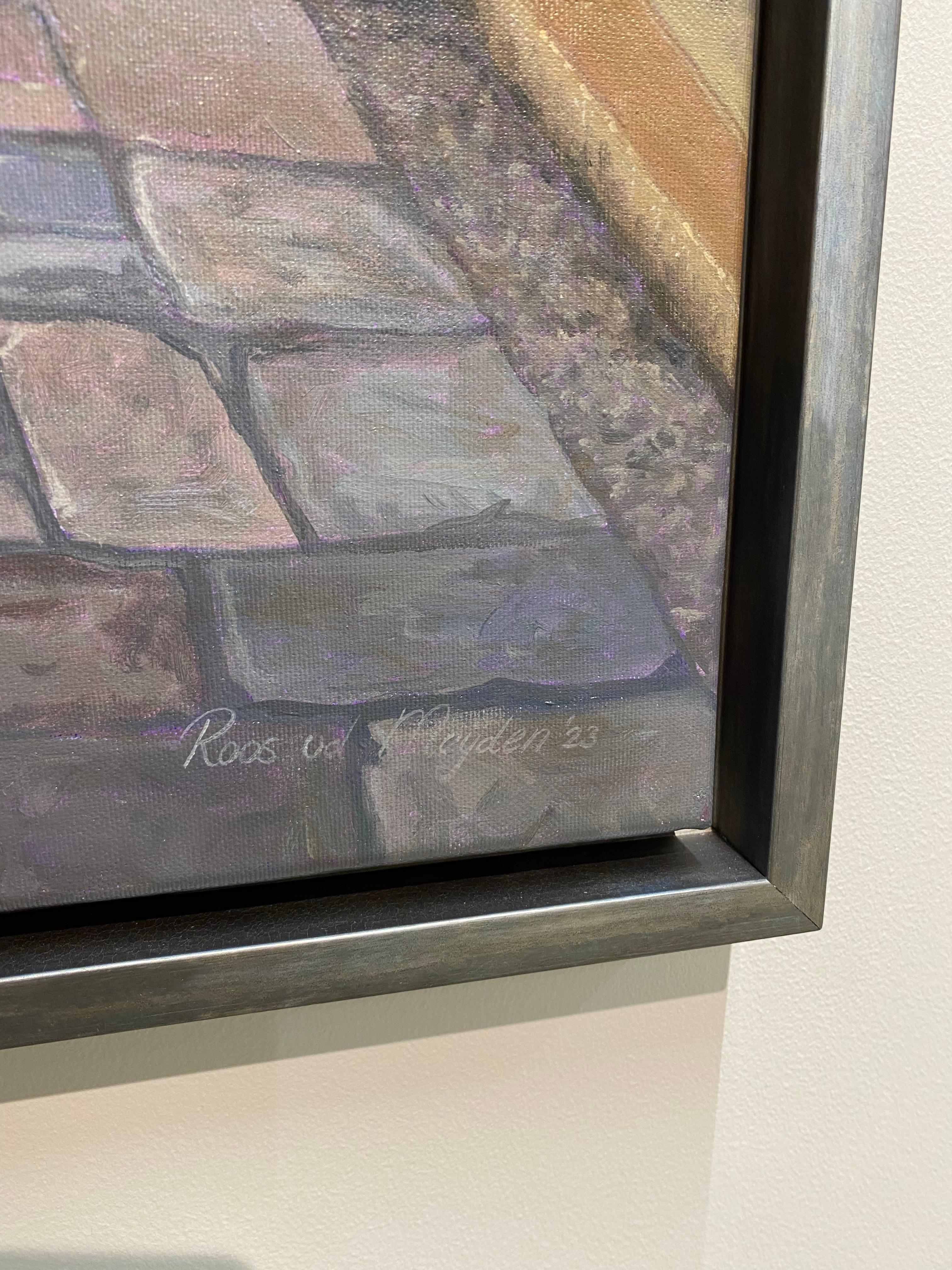 Belvès - 21. Jahrhundert Hyperrealistisches Ölgemälde einer Stadt im Angebot 4