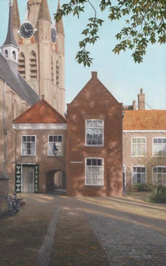 Kobus Kuch, Delft - 21st Century Hyper Realistic oil painting of a Dutch City