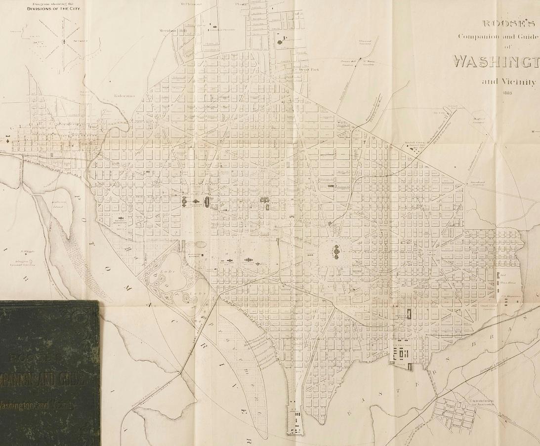 A fairly uncommon map of Washington D.C., dating to 1885, created by William S. Roose.

With the Capitol Building at center, this map covers the area from Georgetown to the Benning Road Bridge. The map displays the nation's capital, shown during the
