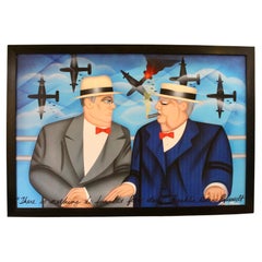 Roosevelt and Churchill Framed Canvas by Robin Morris