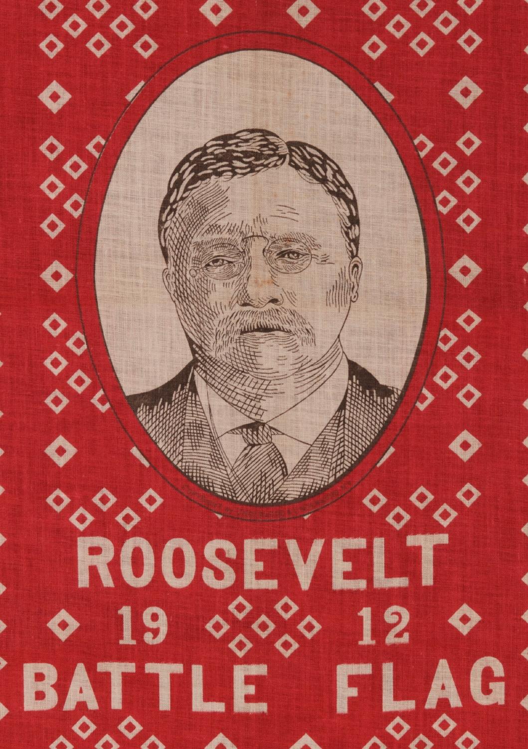 American Roosevelt Battle Flag Kerchief, Made for the 1912 Presidential Campaign