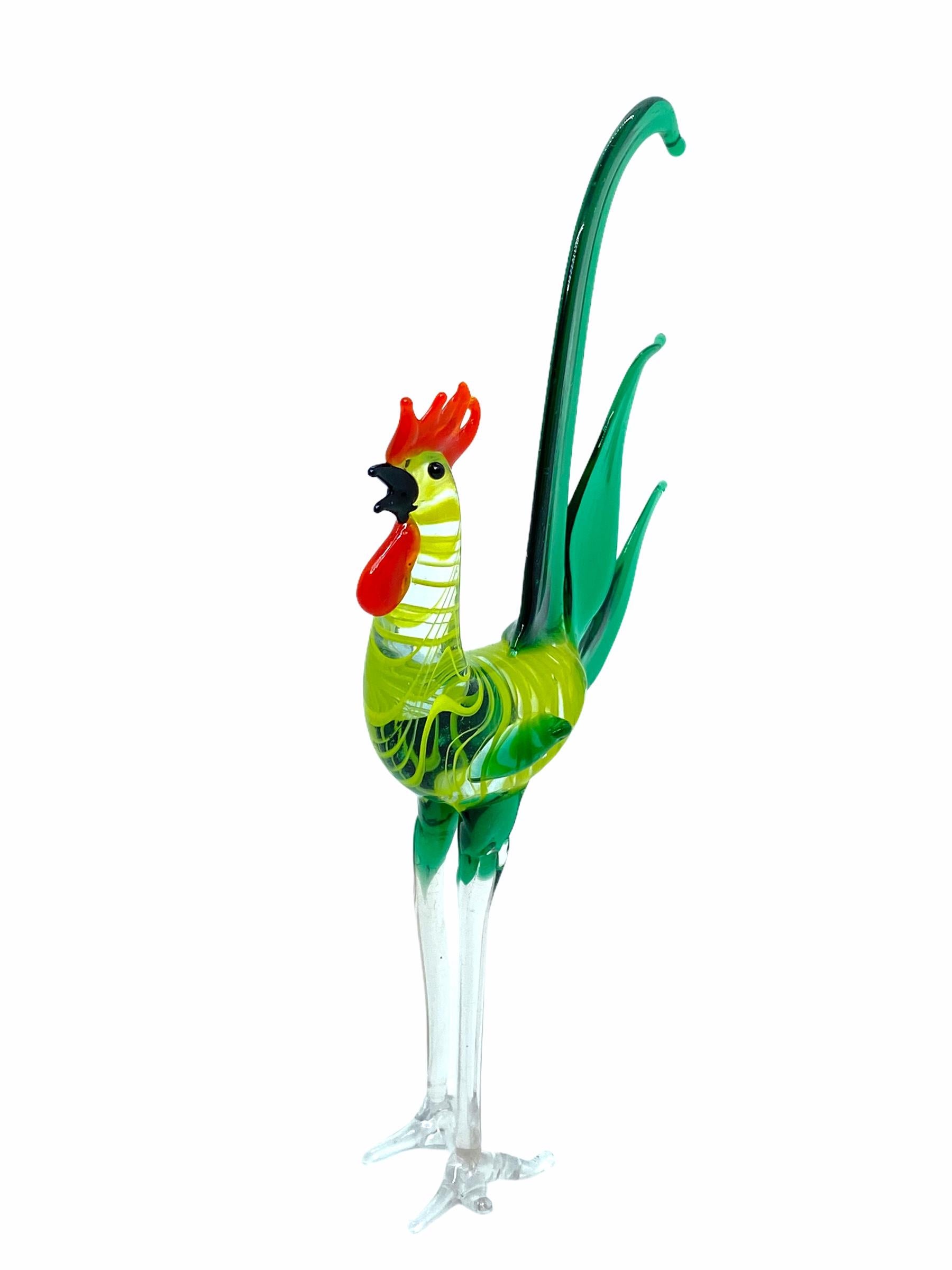 Italian Rooster Bimini Style Art Glass Sculpture Figure, 1960s