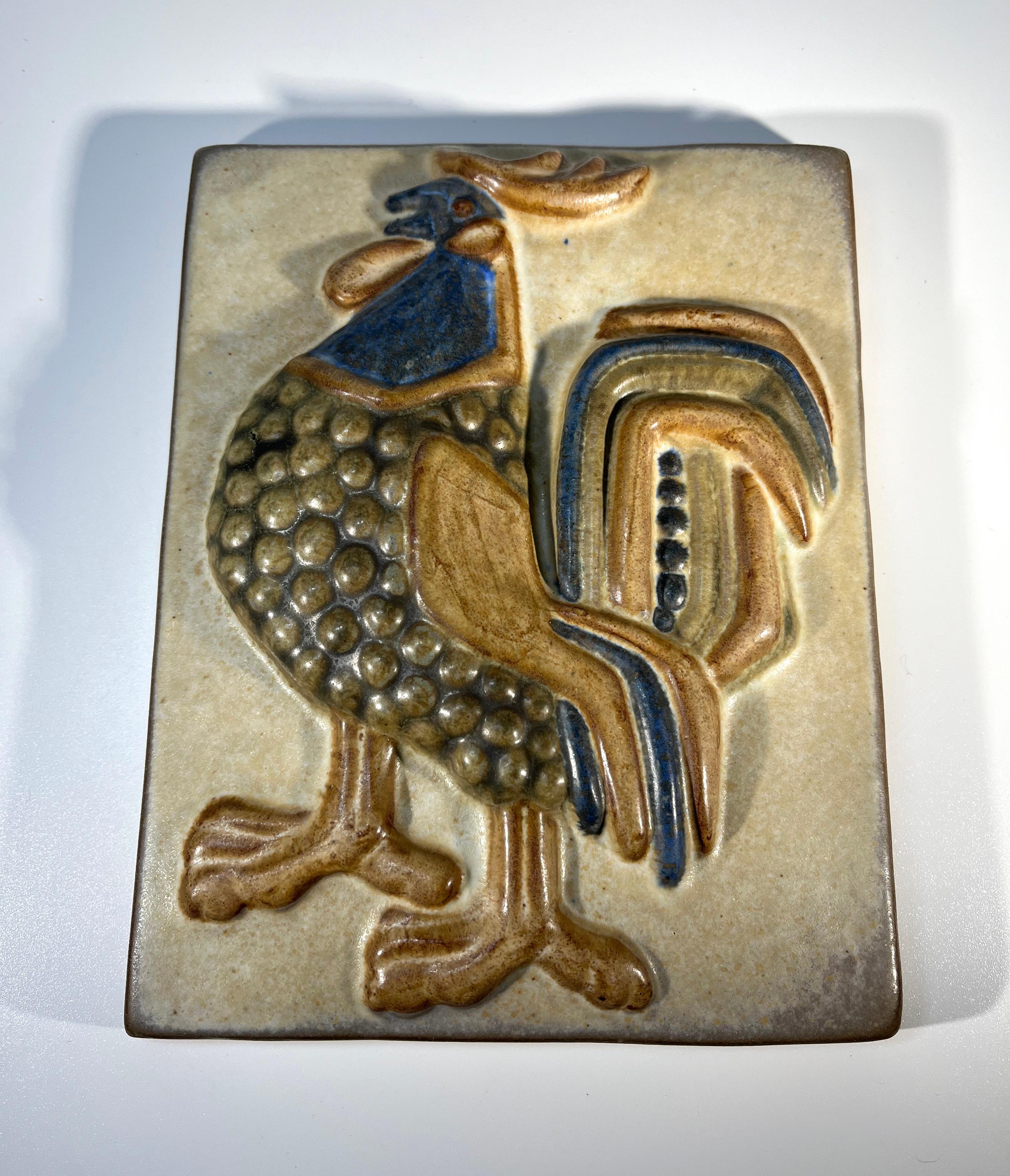 Mid-Century Modern Rooster By Marianne Starck For Michael Andersen. Danish Wall Plaque For Sale