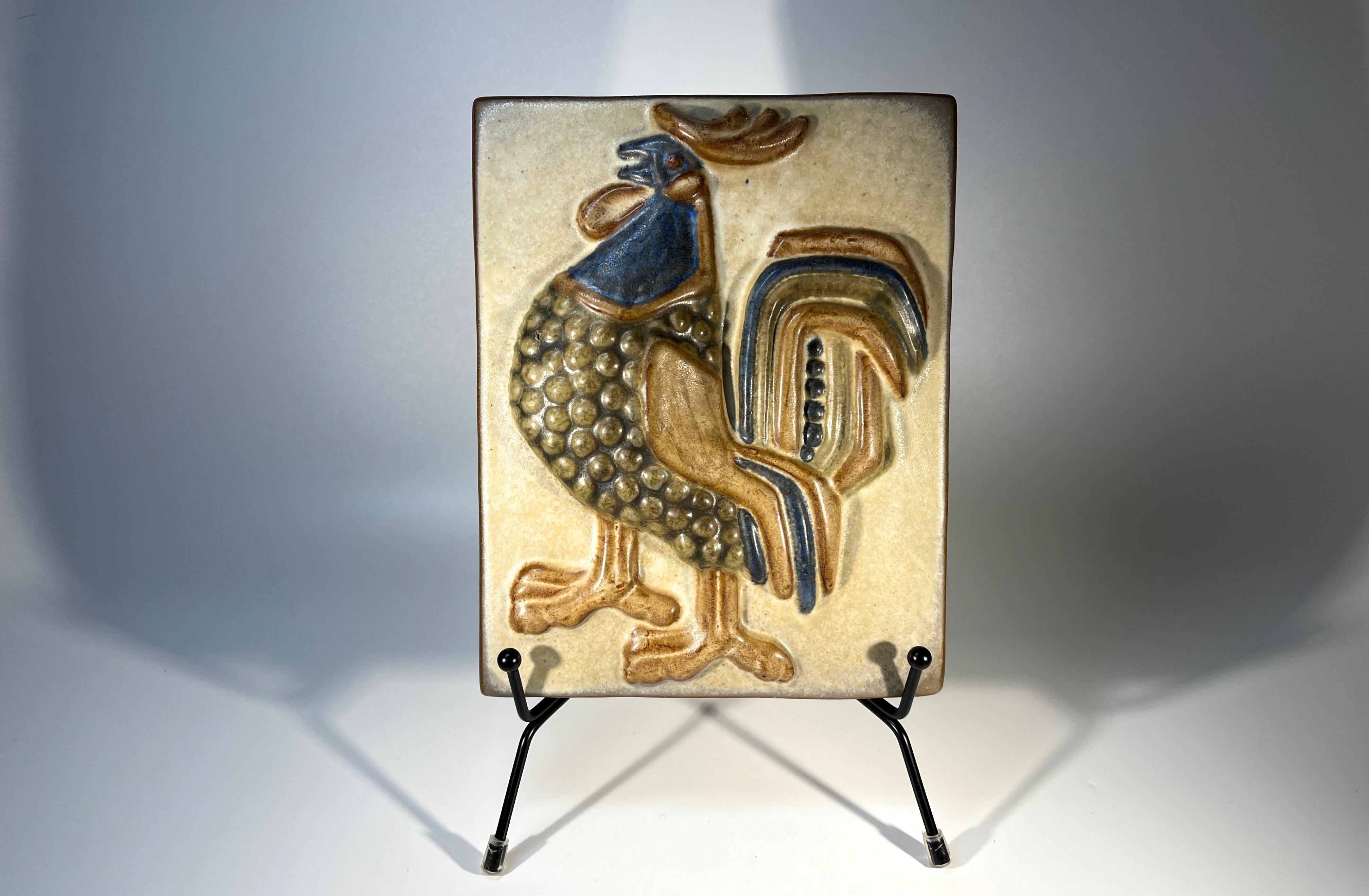 20th Century Rooster By Marianne Starck For Michael Andersen. Danish Wall Plaque For Sale