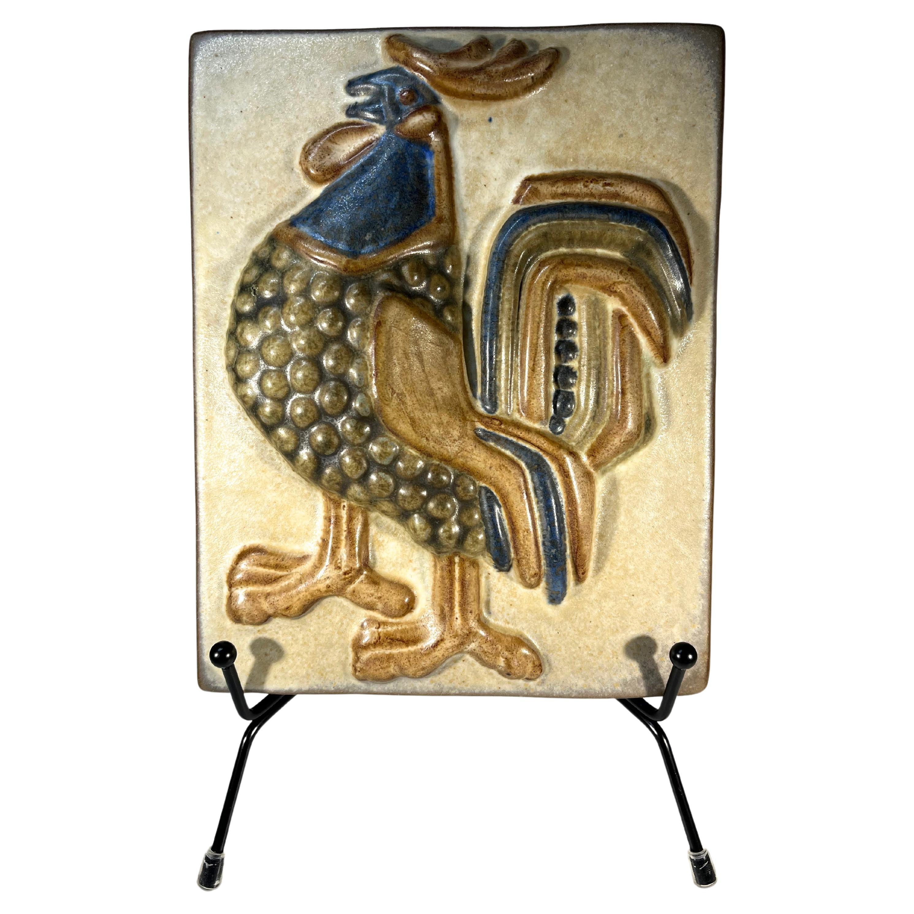Rooster By Marianne Starck For Michael Andersen. Danish Wall Plaque For Sale