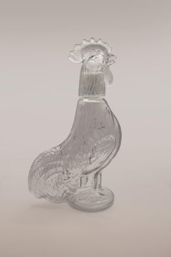 Rooster Carafe Pressed Glass by Cognac Hardy Art Deco 1969 France