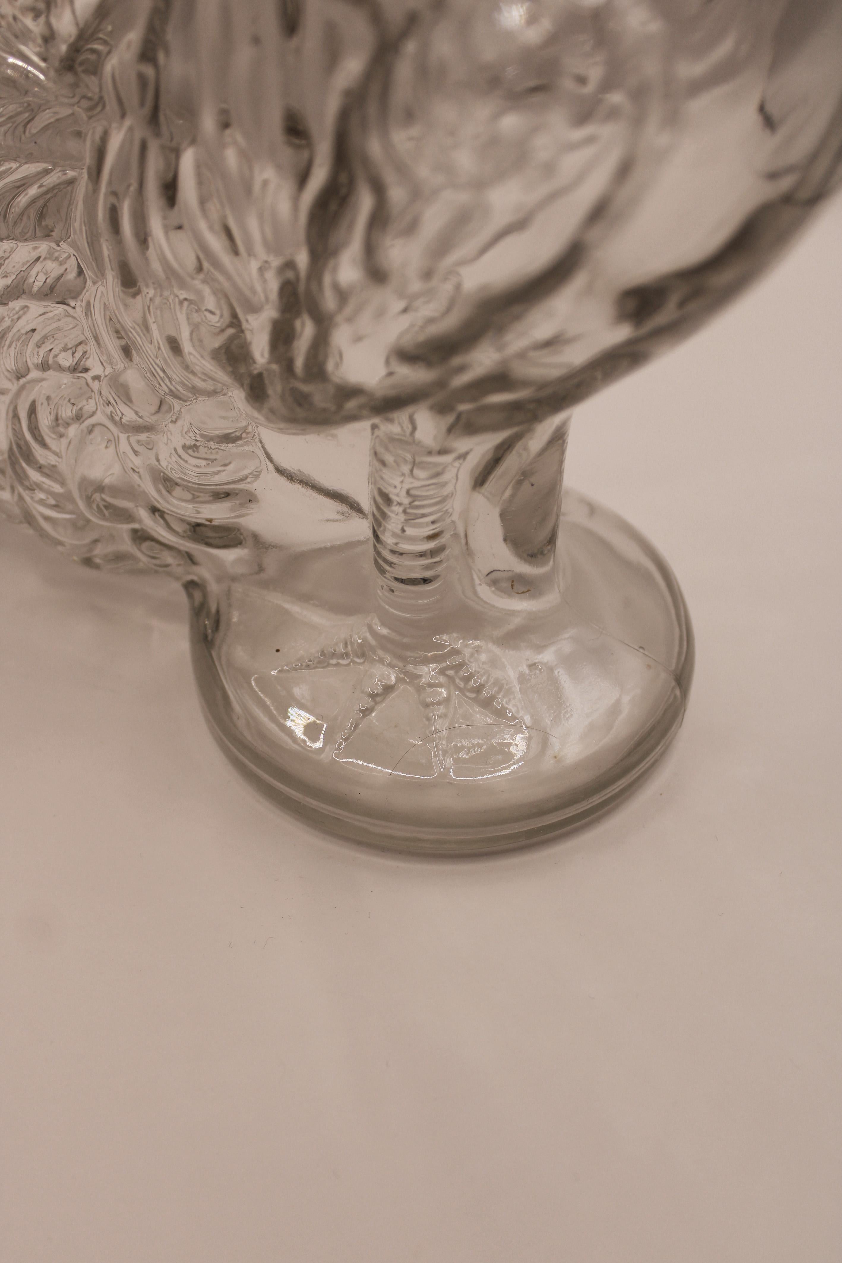 Rooster Carafe Pressed Glass by Cognac Hardy Art Deco 1969 France In Good Condition For Sale In Antwerpen, BE