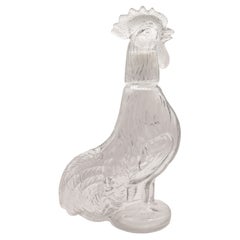 Rooster Carafe Pressed Glass by Cognac Hardy Art Deco 1969 France