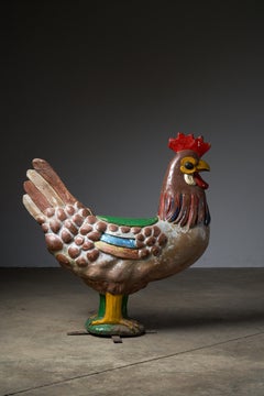 Rooster Carved Wooden Carousel Figure: Vintage