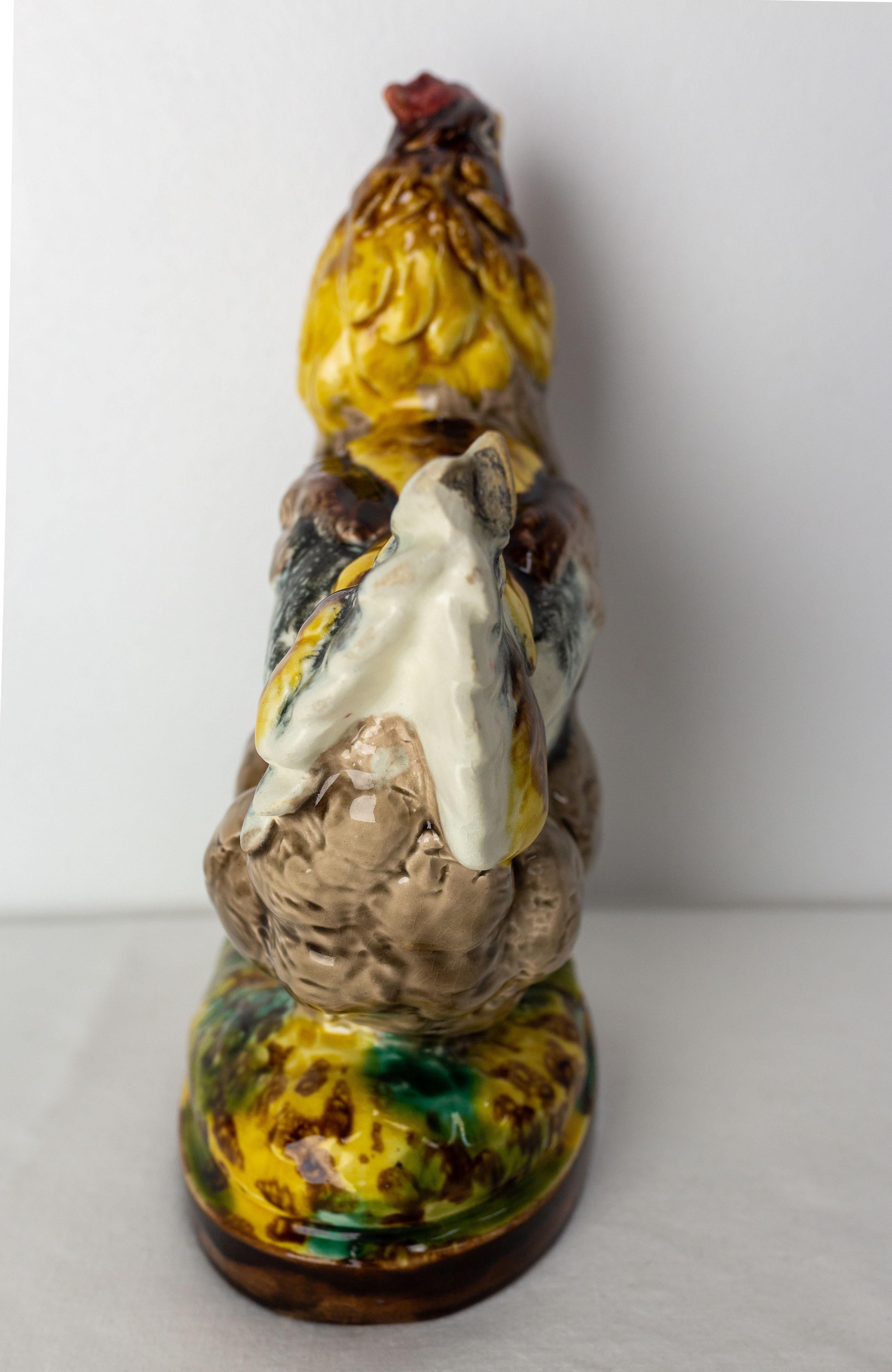 20th Century Rooster Ceramic Statuette France, circa 1900 For Sale