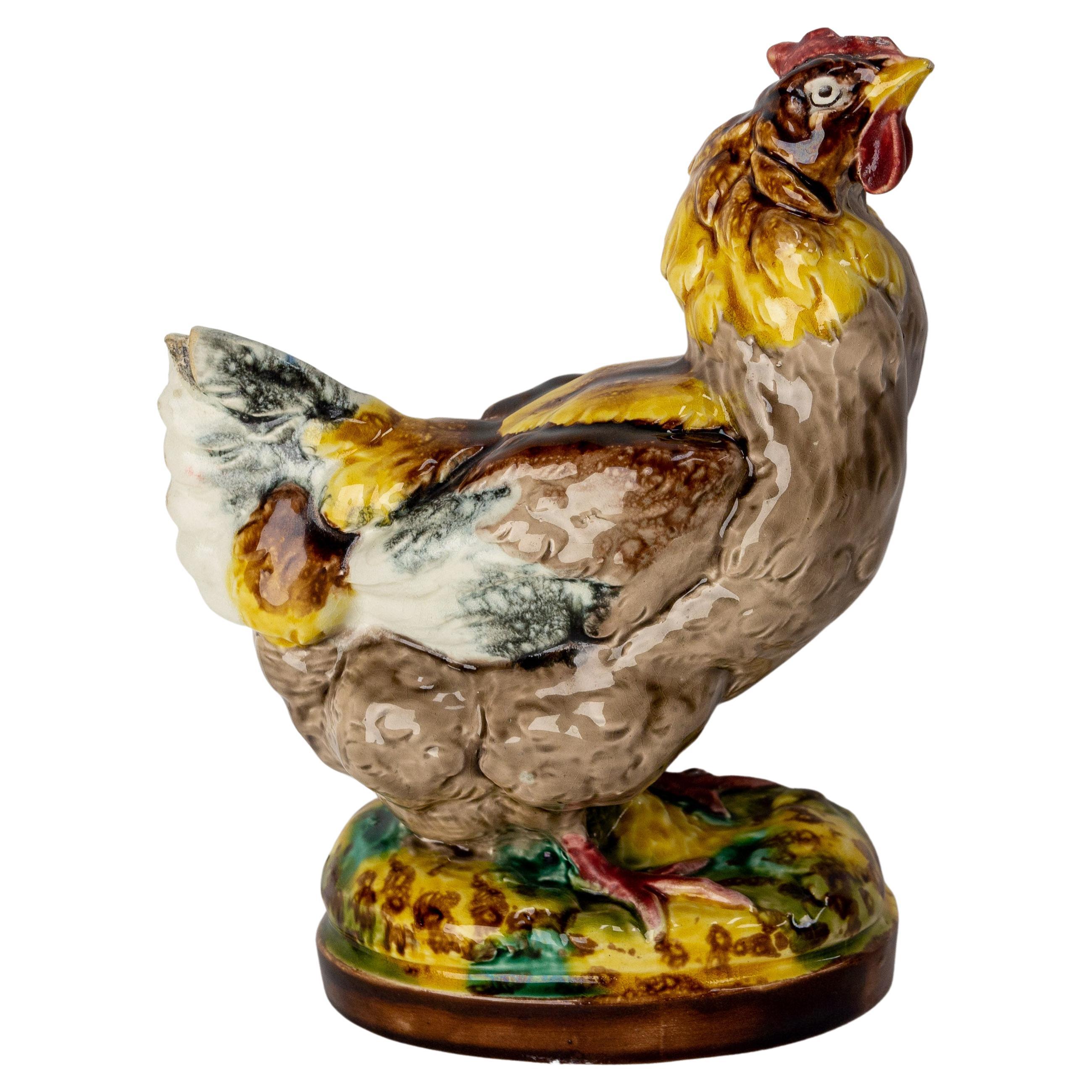 Rooster Ceramic Statuette France, circa 1900 For Sale