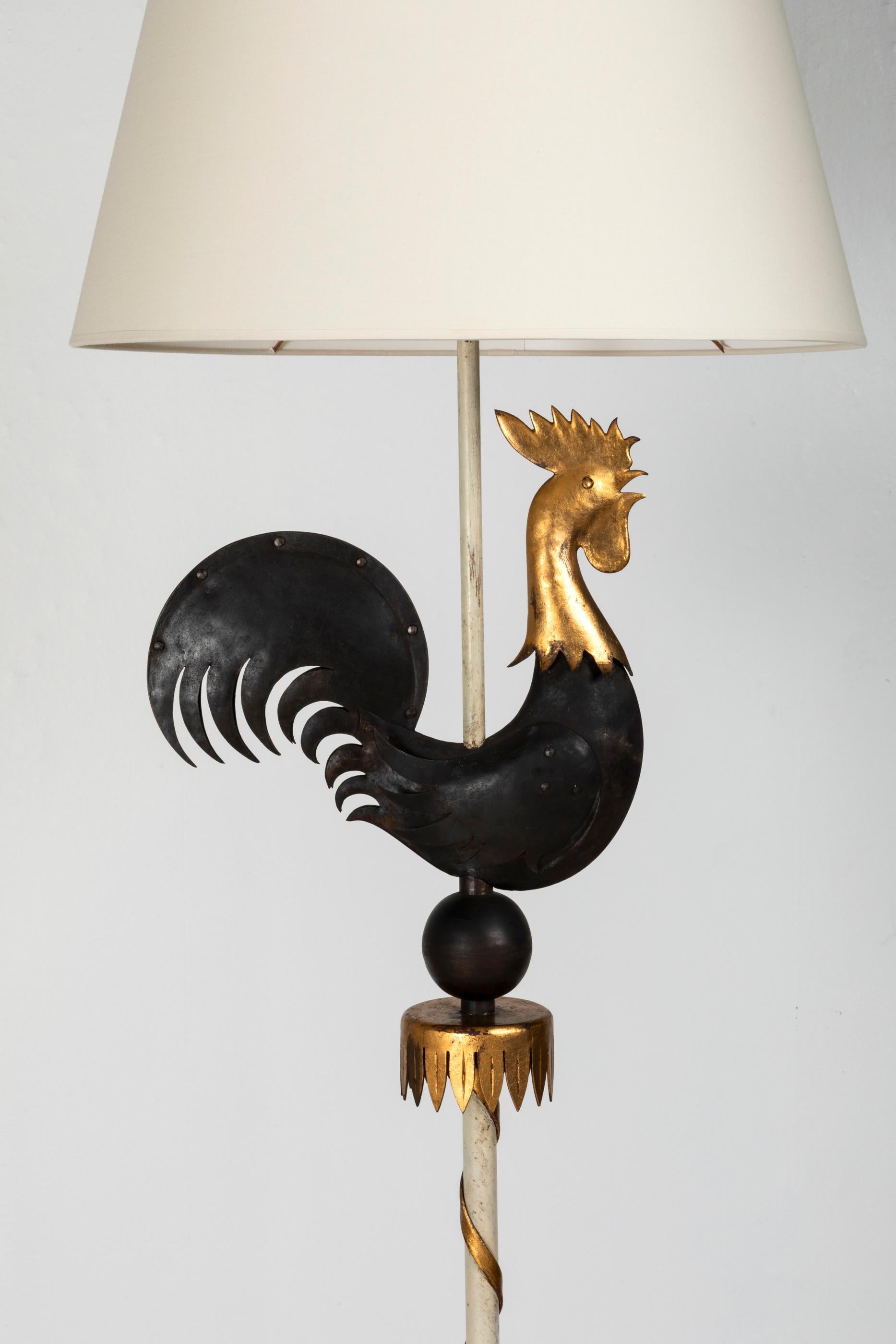 Mid-Century Modern Rooster Floor Lamp in the Taste of Gilbert Poillerat, 1940s For Sale