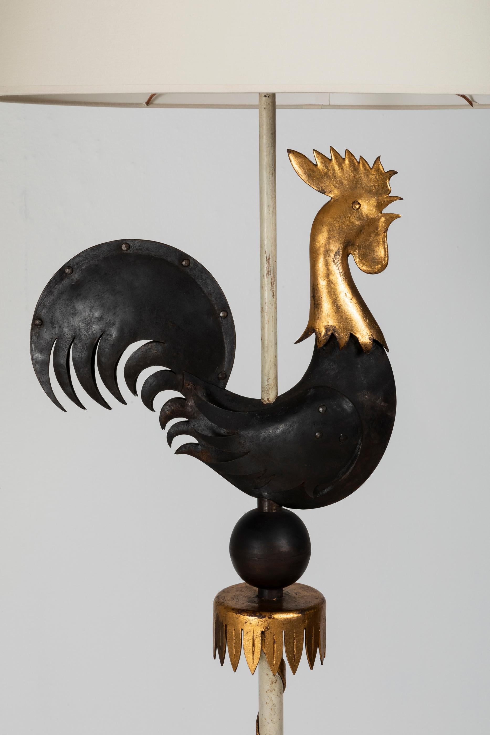 French Rooster Floor Lamp in the Taste of Gilbert Poillerat, 1940s For Sale