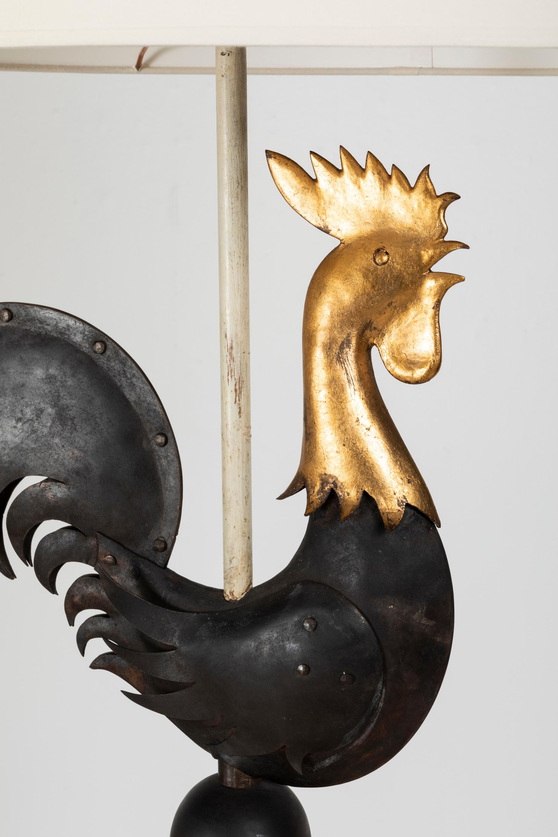 Rooster Floor Lamp in the Taste of Gilbert Poillerat, 1940s In Good Condition For Sale In Saint Ouen, FR