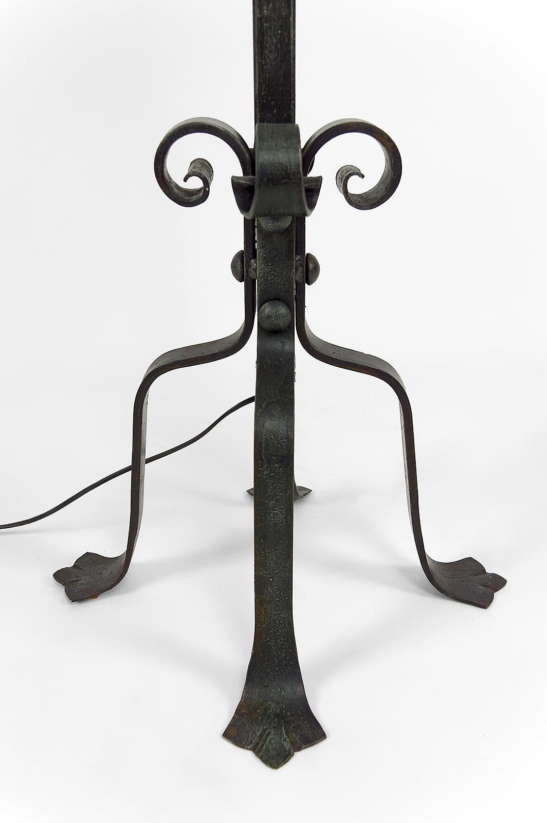 Rooster Floor Lamp in Wrought Iron by Jean Touret for Ateliers Marolles, 1950's For Sale 4