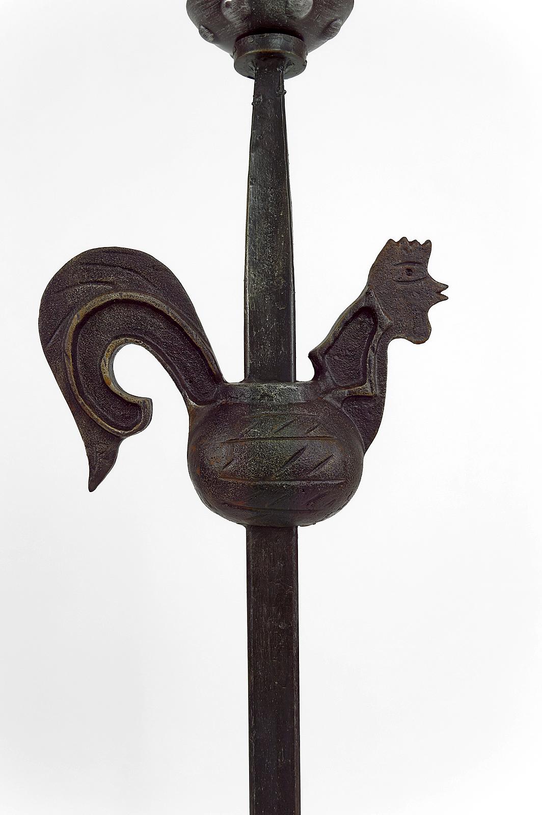 Rooster Floor Lamp in Wrought Iron by Jean Touret for Ateliers Marolles, 1950's For Sale 1