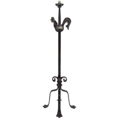 Lampadaire coq en fer forgé de Jean Touret pour Ateliers Marolles, années 1950