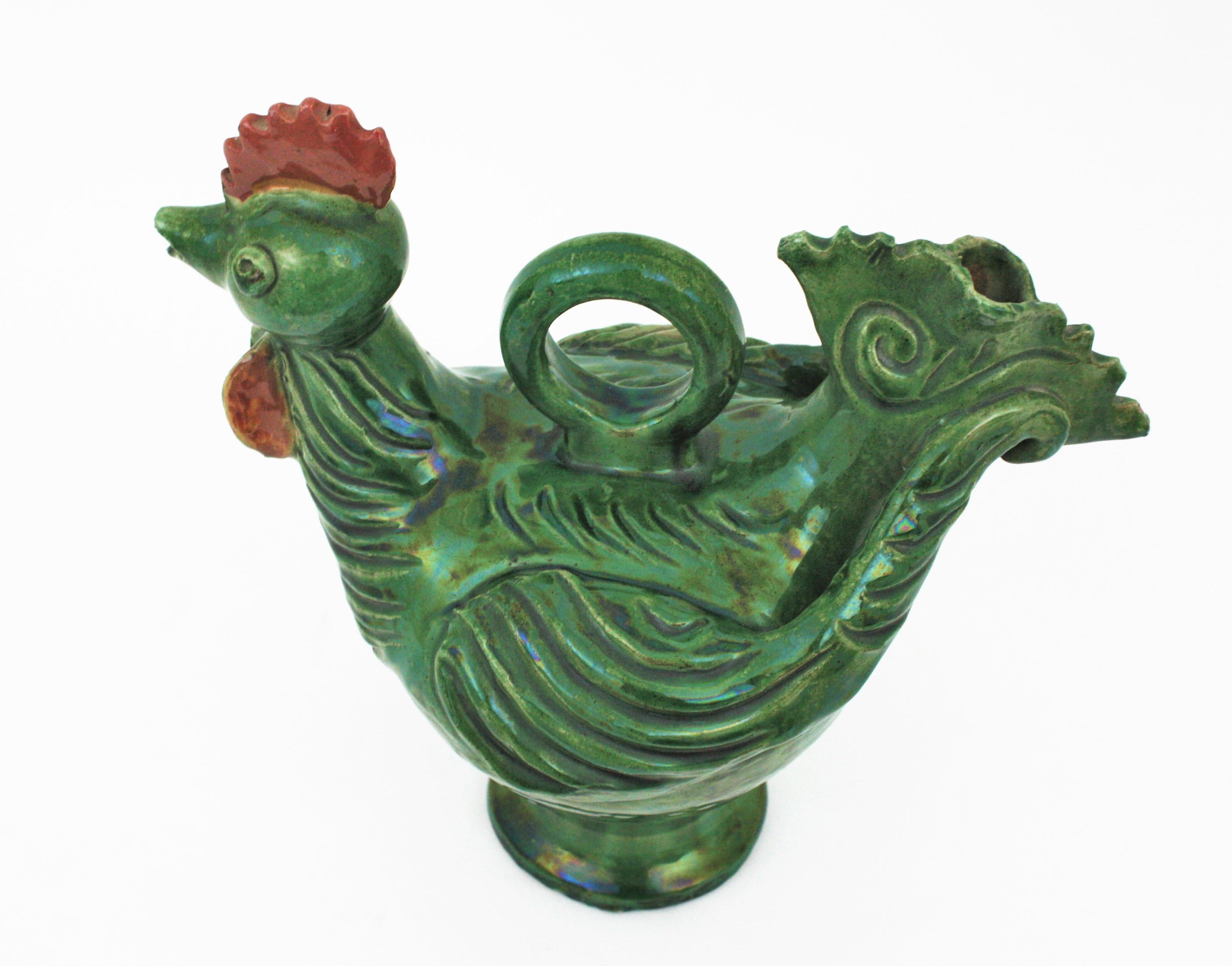 Hahn-Krug aus glasierter Keramik, Spanien, 1960er Jahre  im Angebot 4