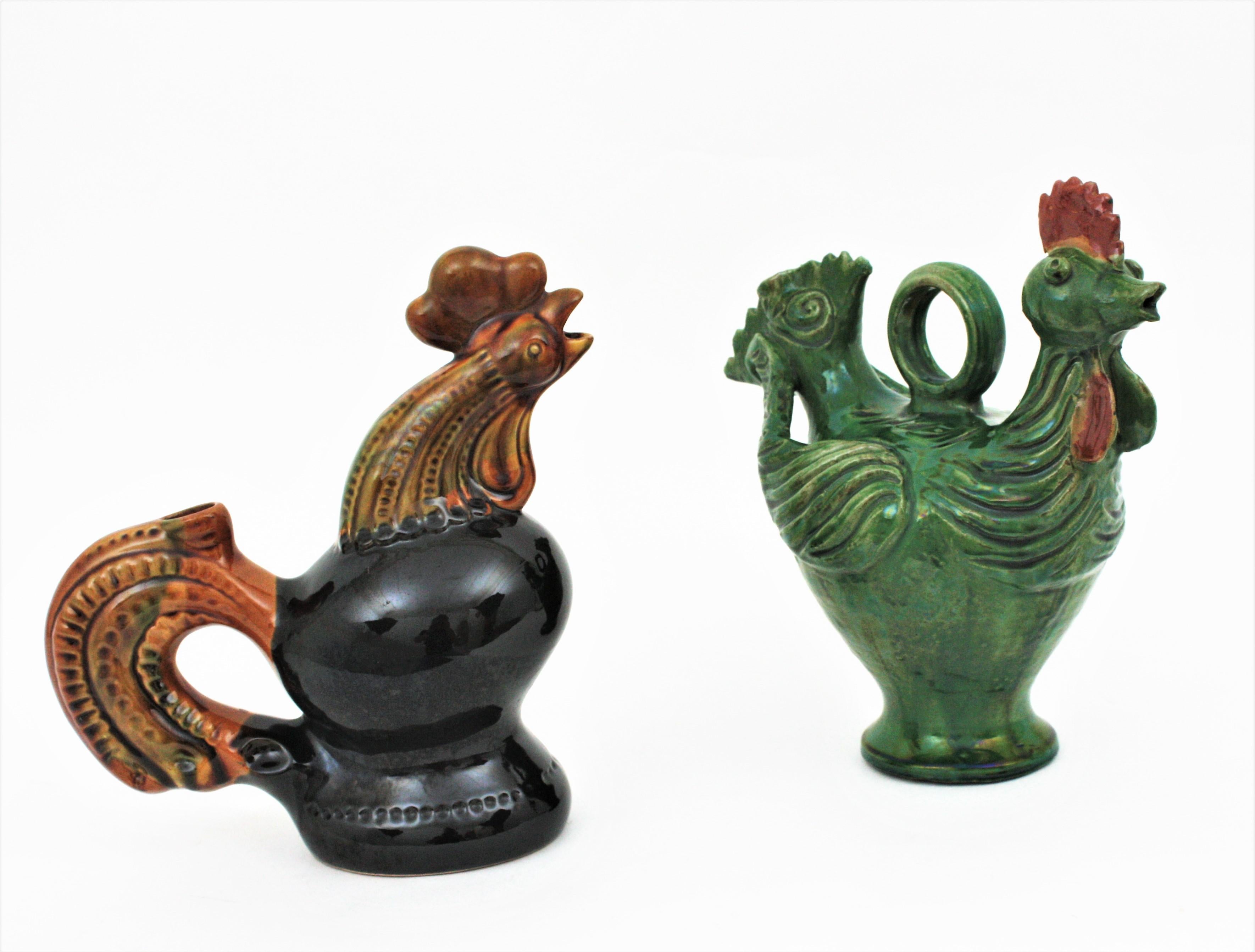 Hahn-Krug aus glasierter Keramik, Spanien, 1960er Jahre  im Angebot 6