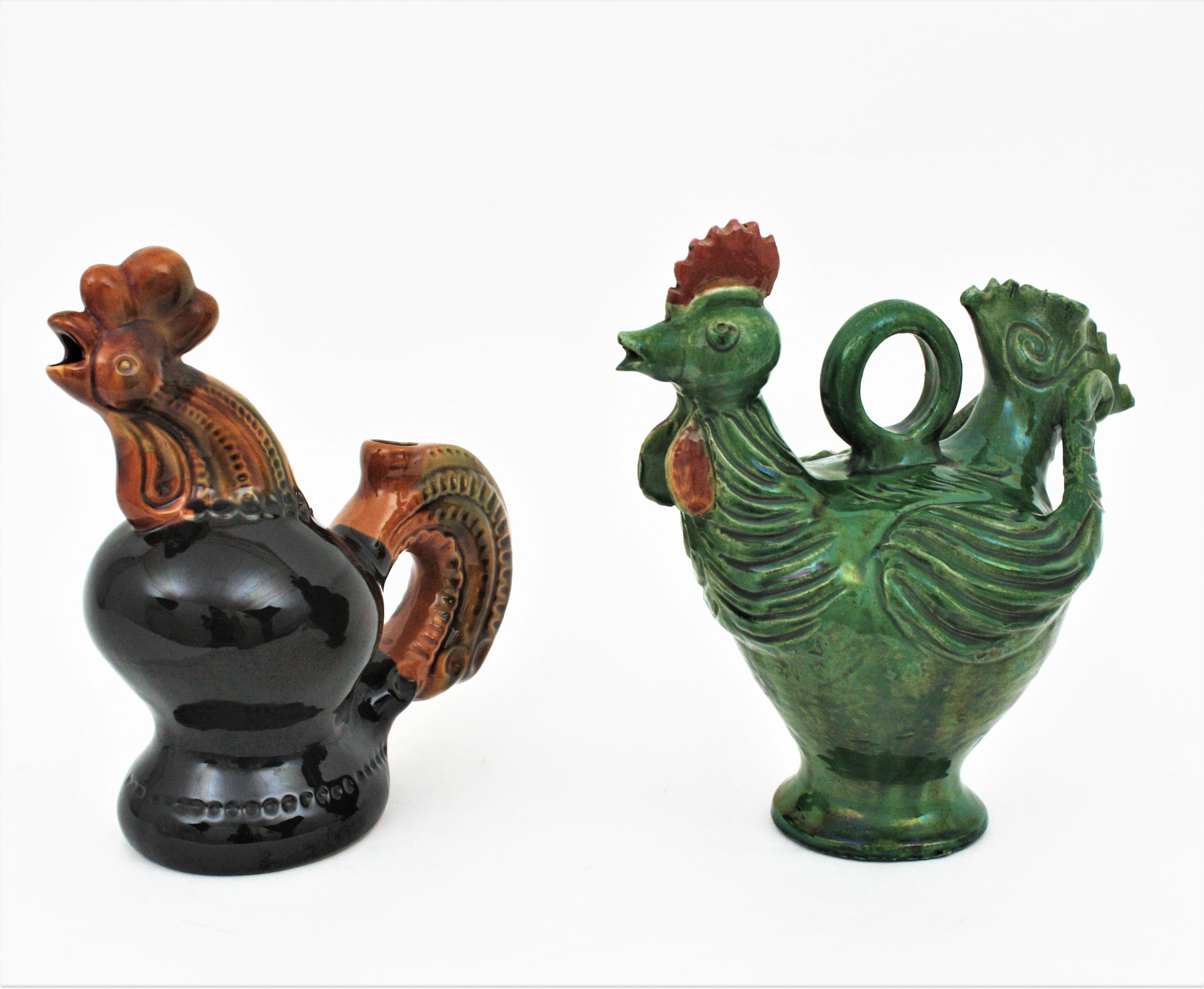 Hahn-Krug aus glasierter Keramik, Spanien, 1960er Jahre  (Spanisch) im Angebot