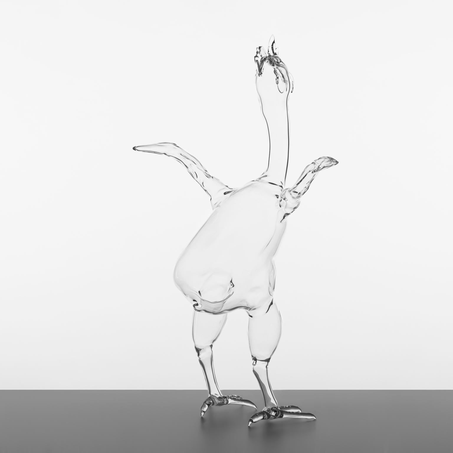 Hand blown glass sculpture representing a rooster.

Artist: Simone Crestani
Material: borosilicate glass
Technique: flameworking
Unique piece
Year: 2020
Measures: Height 23.2”, width 11
